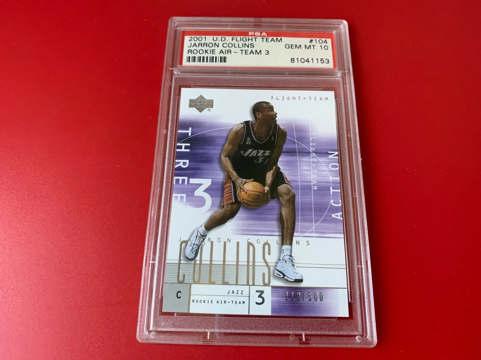 Jarron Collins 2001 UD Flight Team Rookie Air /500 Card #104 PSA 10 Gem Mint
