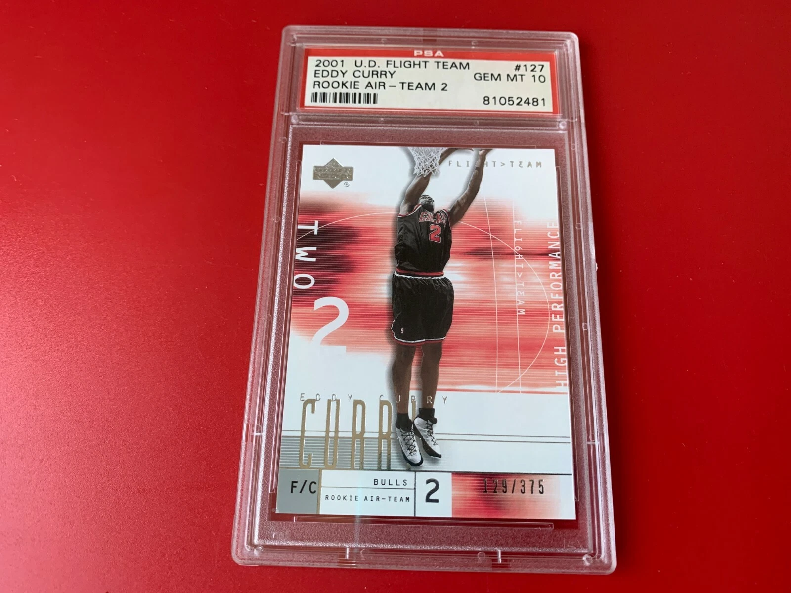 Eddy Curry Bulls 2001 UD Flight Team Rookie Air /375 Card #127 PSA 10 Gem Mint
