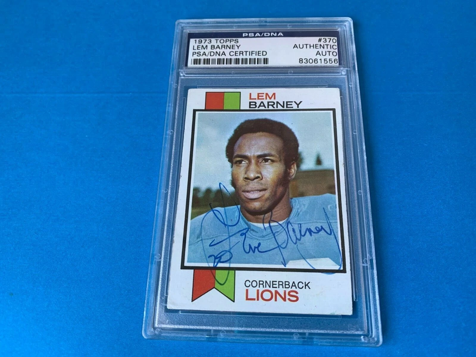 Lem Barney Lions 1973 Topps Signed Auto PSA/DNA ENCAPSULATED

