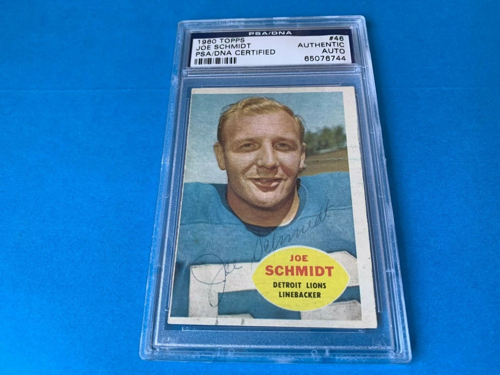 Joe Schmidt Lions 1960 Topps Signed Auto PSA/DNA ENCAPSULATED
