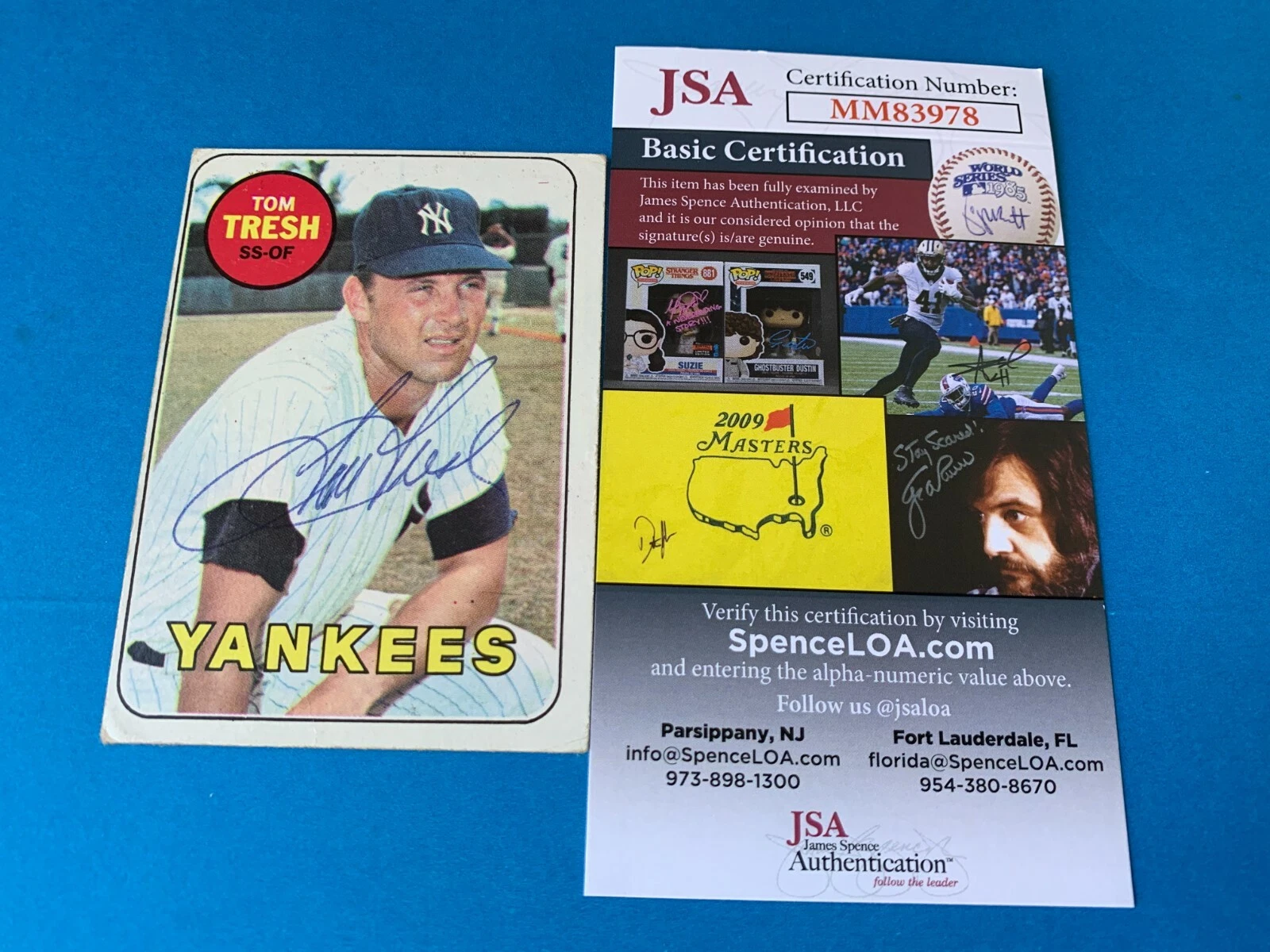 Tom Tresh Yankees 1969 Topps Card Signed Auto JSA COA
