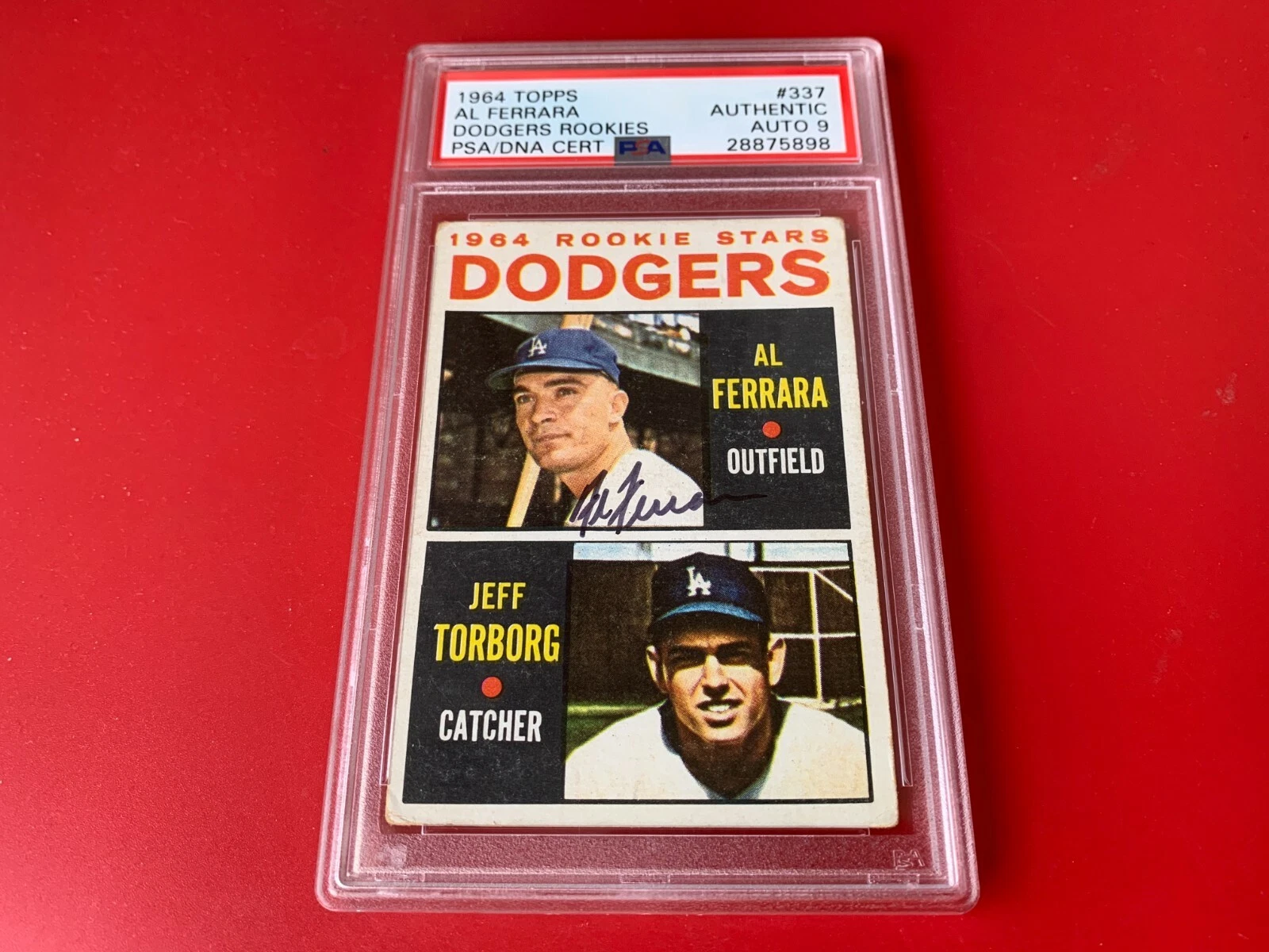 Al Ferrara Dodgers 1964 Topps Rookie Card PSA/DNA Slabbed
