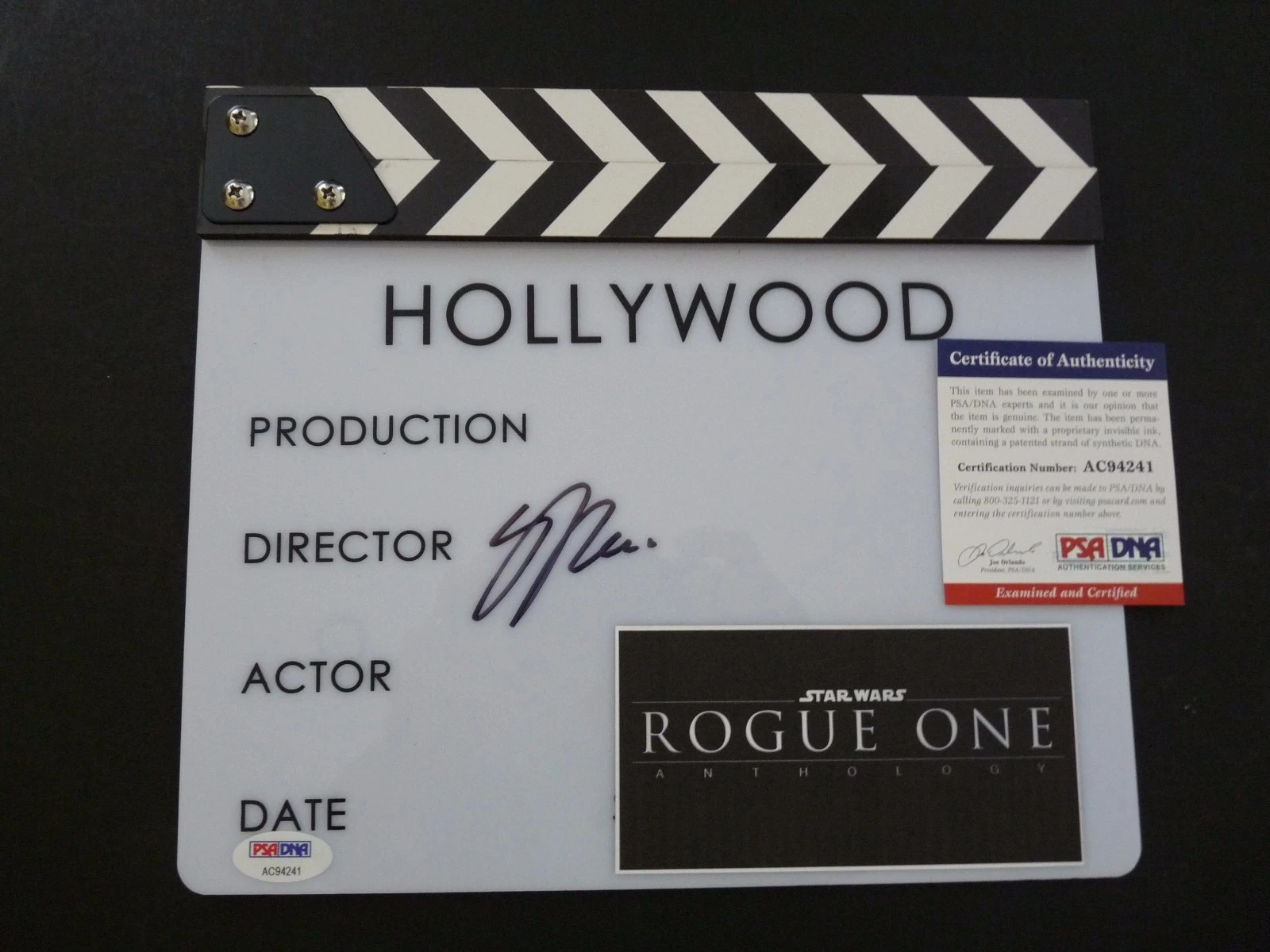 Gareth Edwards Star Wars Director Signed Autographed Clapboard PSA Certified B4
