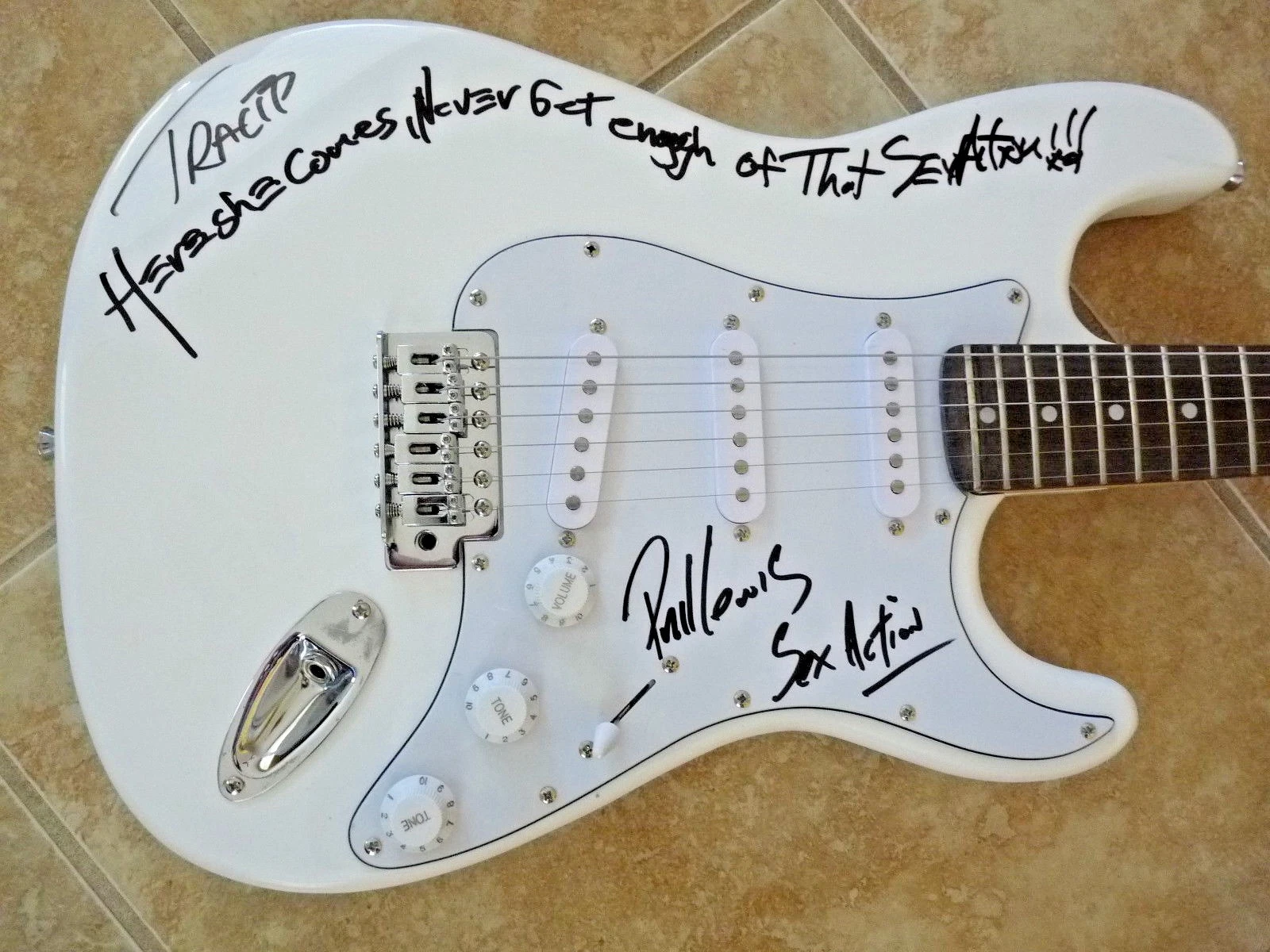La Guns Tracii & Phil Signed Autographed Guitar Sex Action Lyrics Guaranteed
