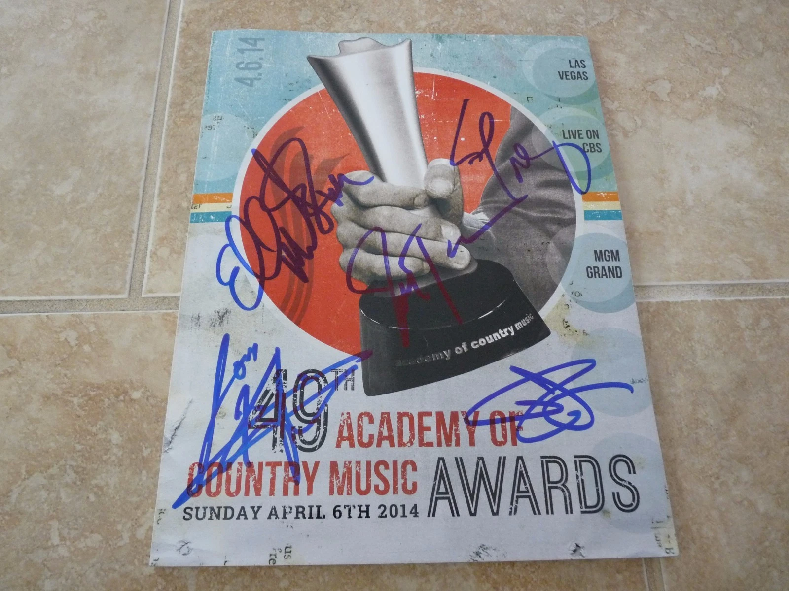 2014 ACM Music Awards Program Kristin Bush + 4 Signed Autographed Guaranteed
