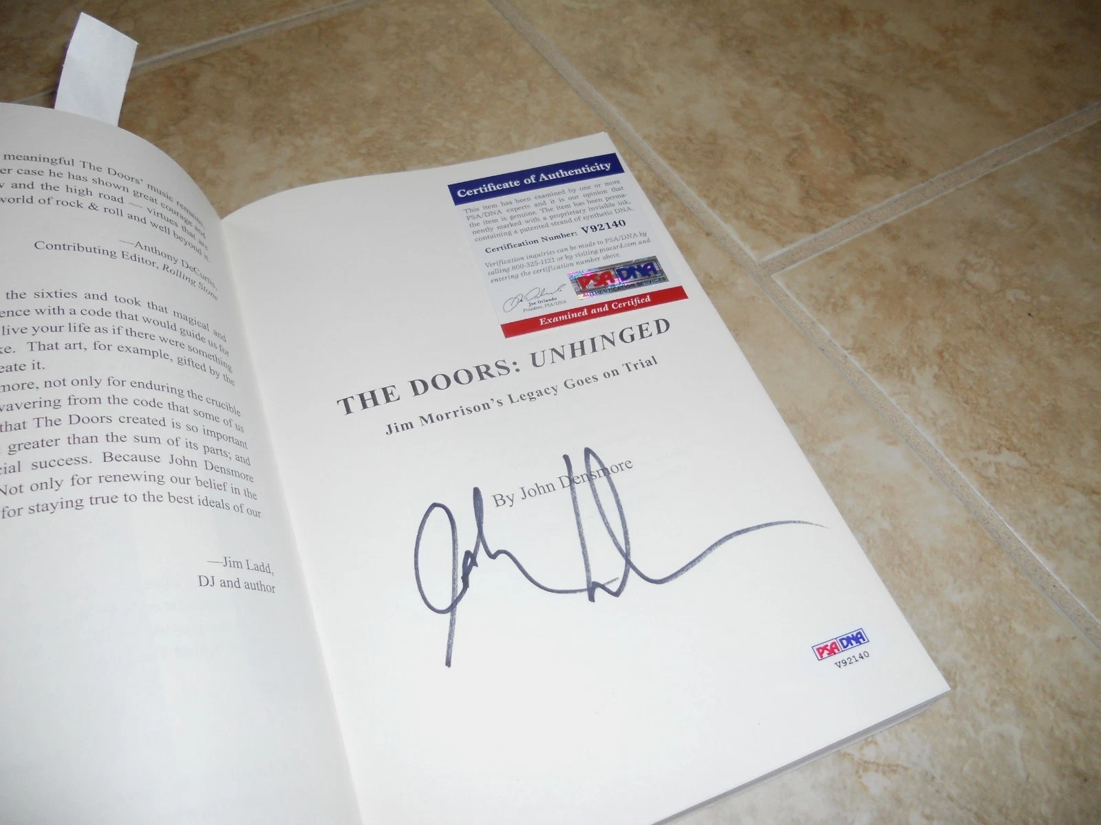 The Doors John Densmore Signed Autographed Unhinged Soft Book PSA Certified #2
