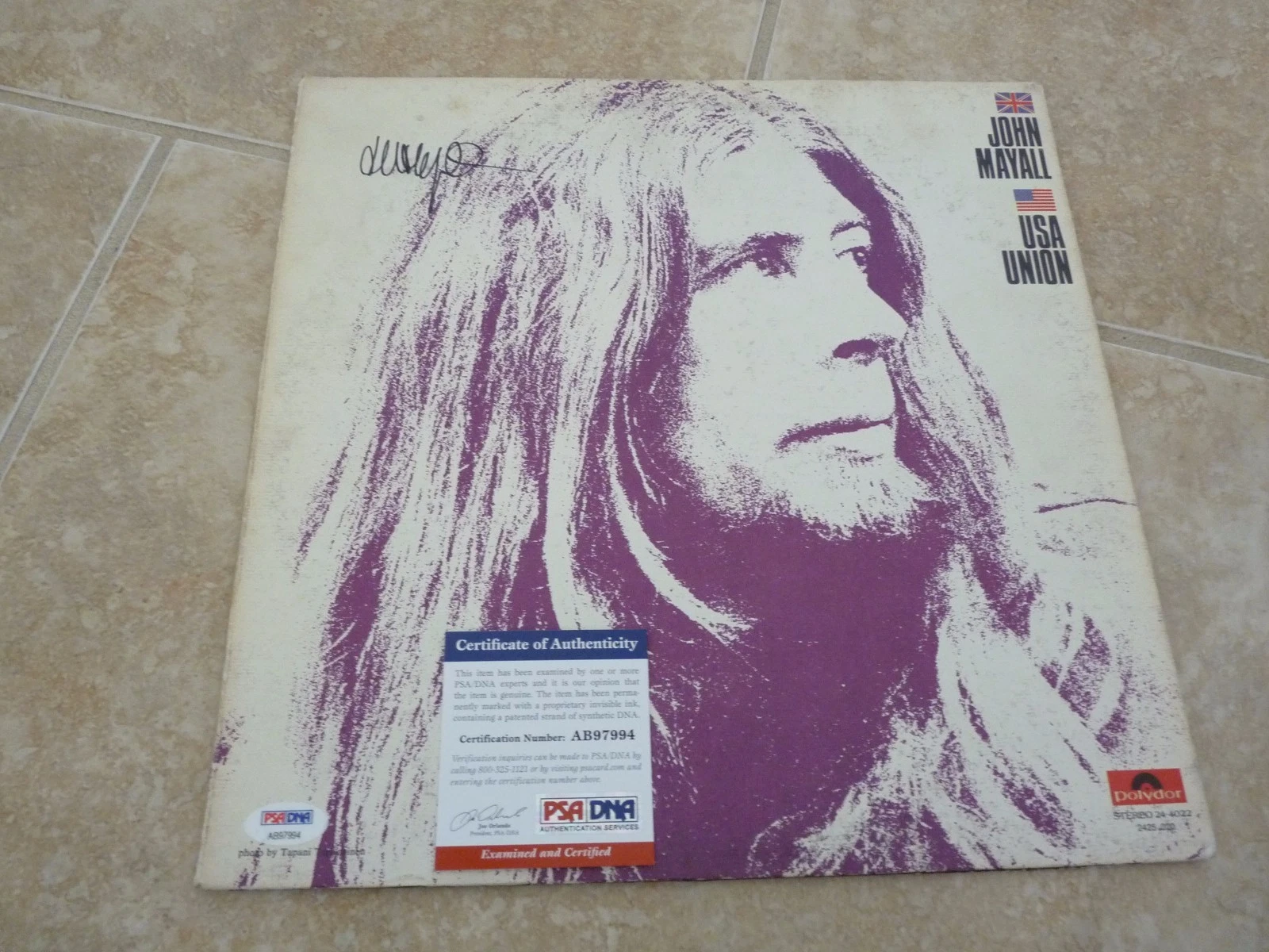 John Mayall USA Union Signed Autographed LP Album Record PSA Certified
