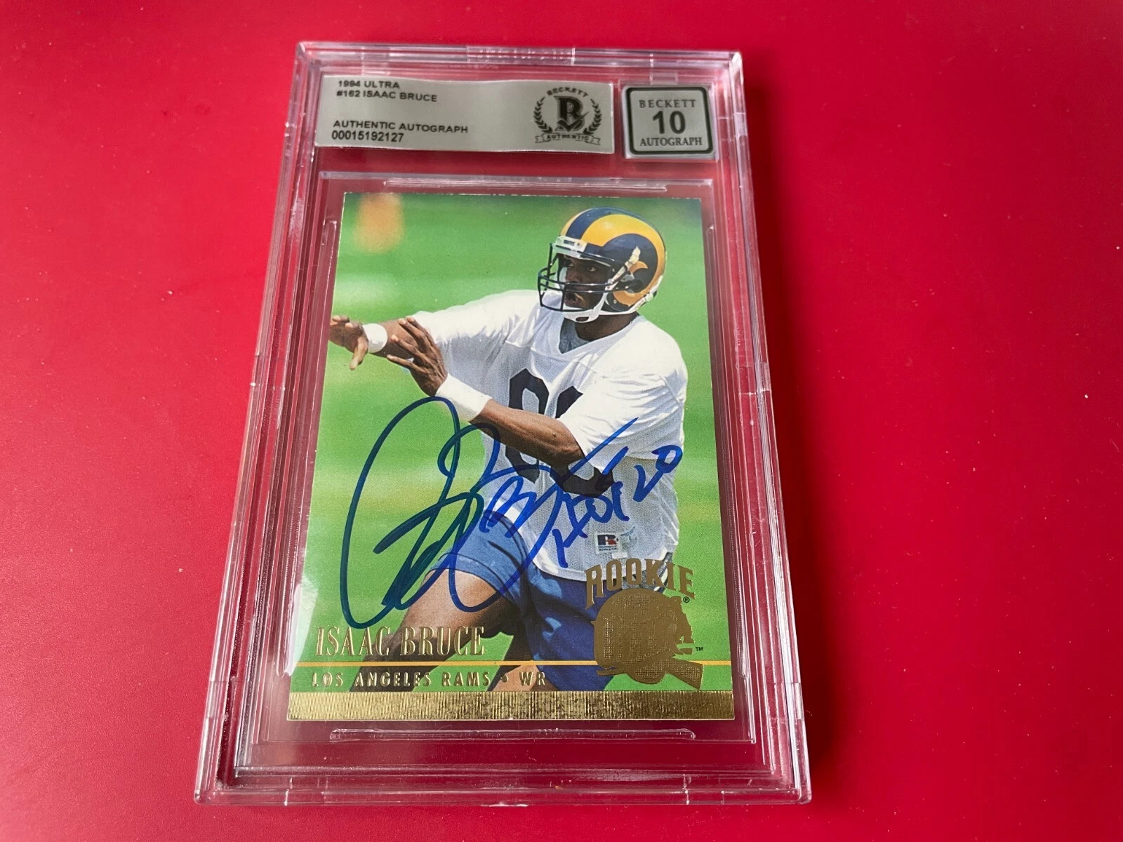 Isaac Bruce Rams 1994 Fleer Ultra Rookie Signed Auto Beckett ENCAPSULATED BAS
