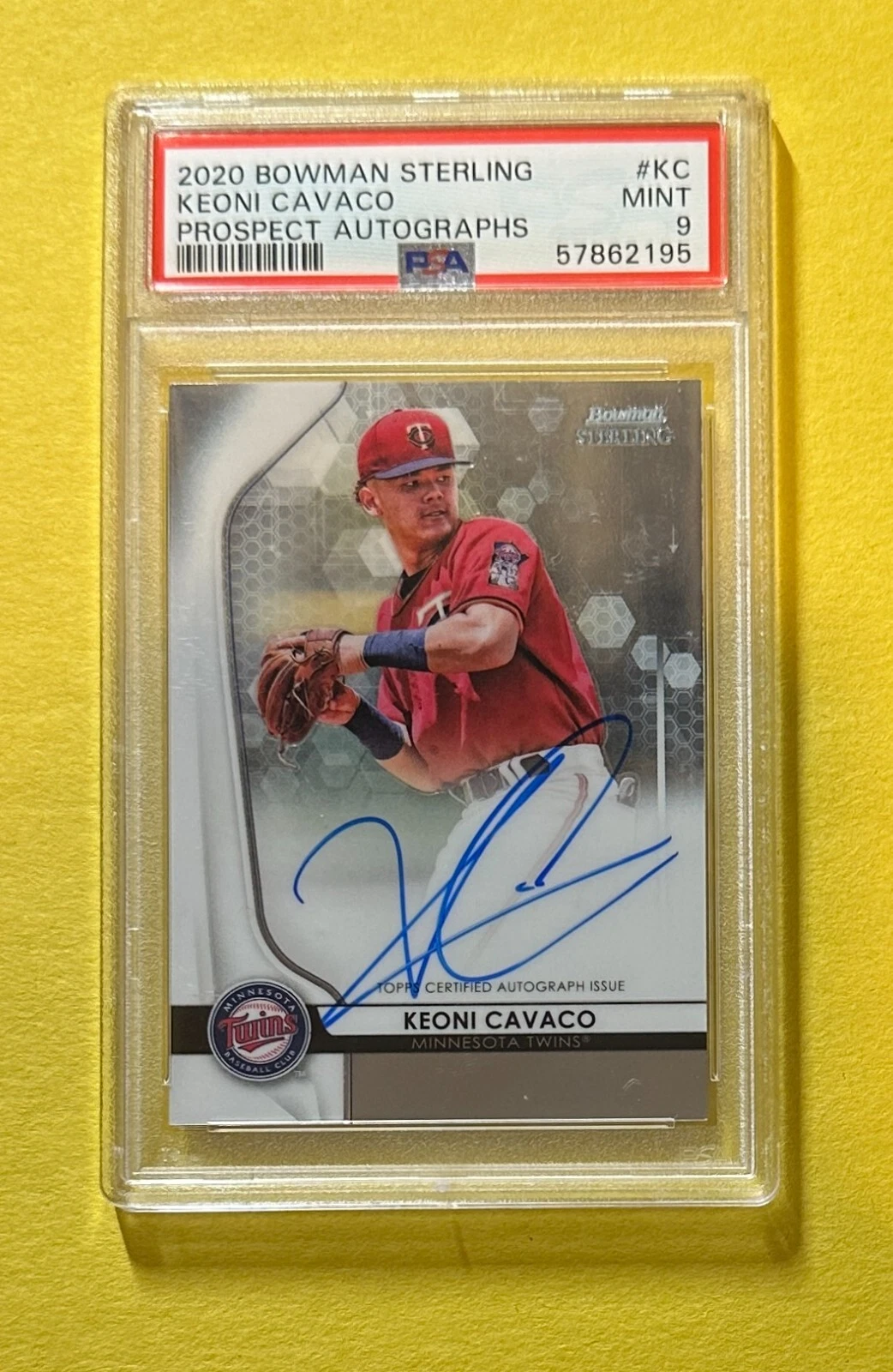 2020 BOWMAN STERLING KEONI CAVACO AUTO #BSPA-KC PSA MINT 9 TWINS
