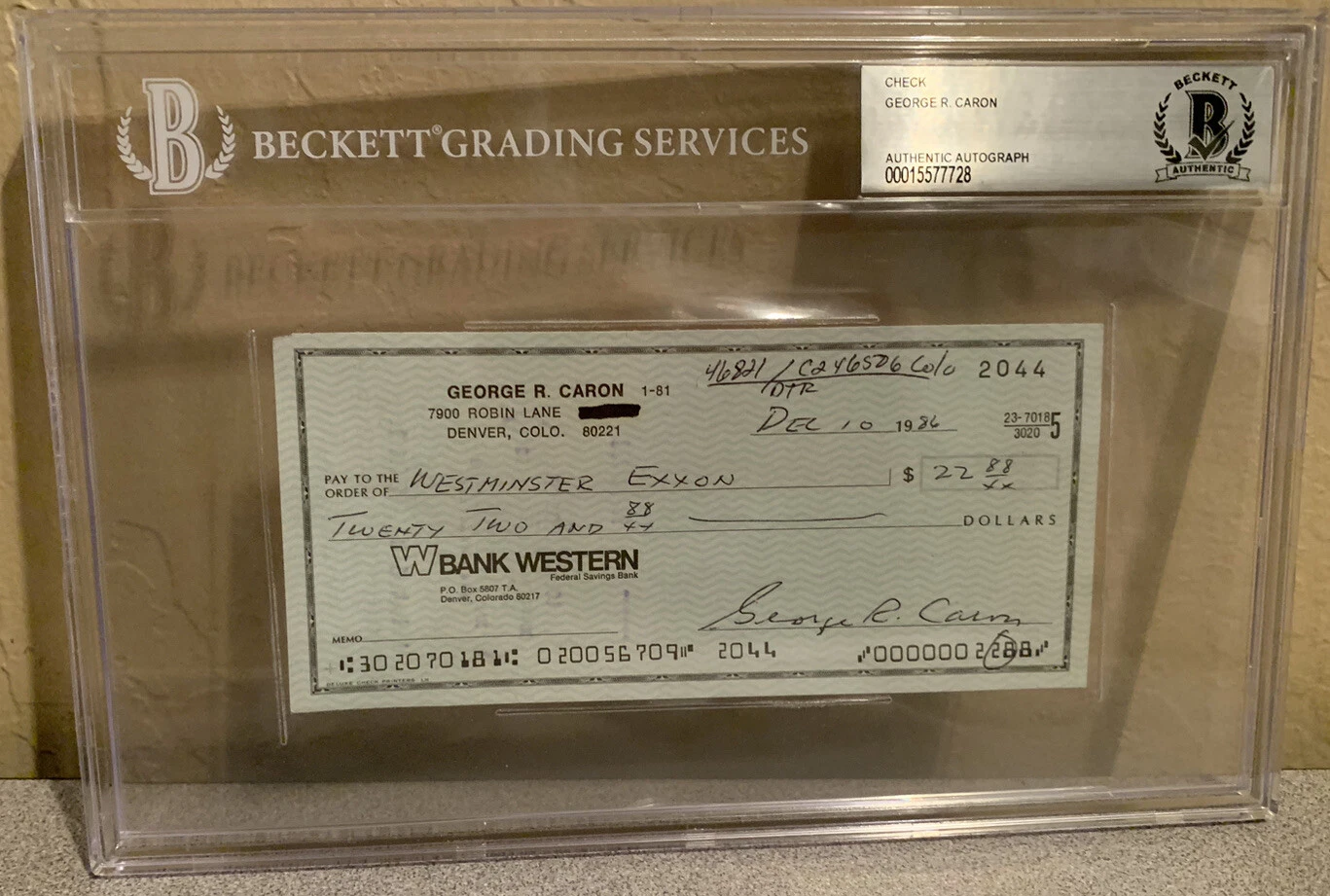 George Caron Enola Gay Tail Gunner Signed Auto'd Check Beckett Certified Slabbed
