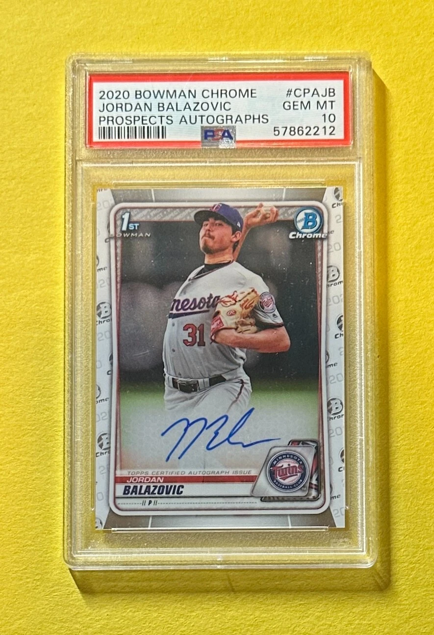 2020 BOWMAN CHROME JORDAN BALAZOVIC AUTO #CPAJB PSA GEM MT 10 1ST BOWMAN
