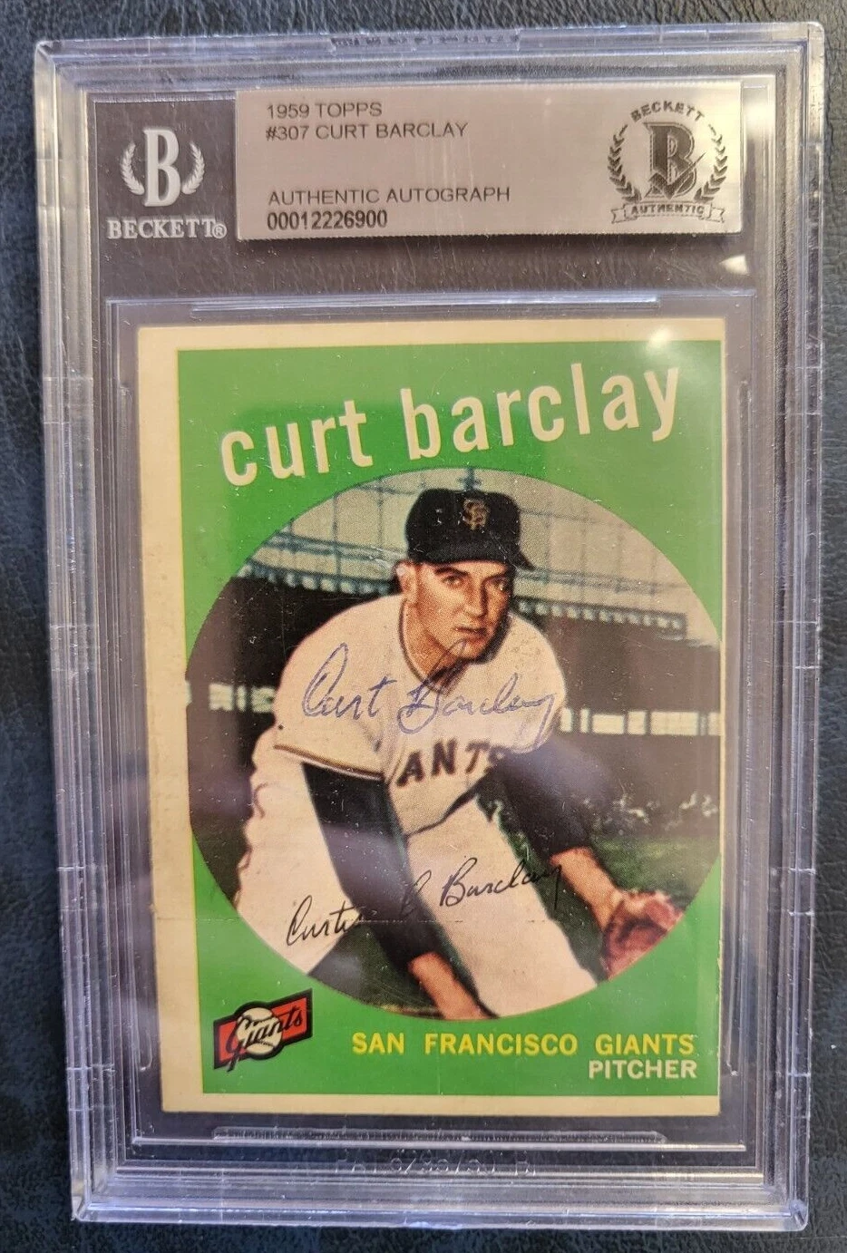 1959 TOPPS CURT BARCLAY SF GIANTS SIGNED AUTO #307 BASEBALL CARD BECKETT AUTH COLLECTIBLE MEMORABILIA