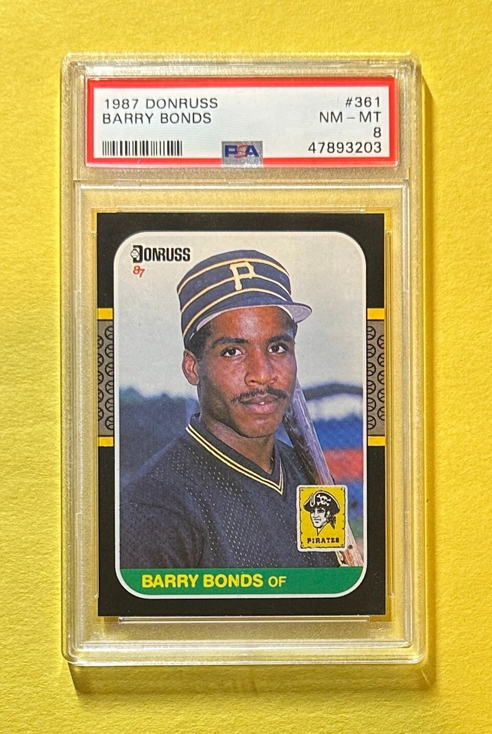 1987 DONRUSS BARRY BONDS #361 PSA NM-MT 8 PIRATES COLLECTIBLE MEMORABILIA