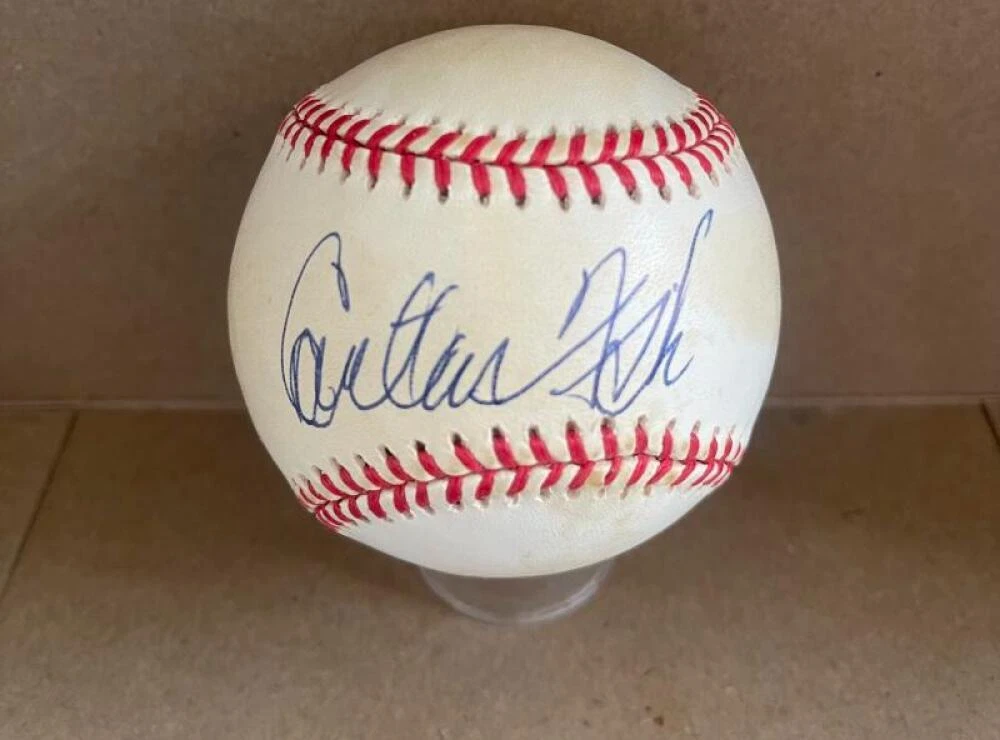CARLTON FISK RED SOX/WHITE SOX SIGNED AUTOGRAPHED A.L. BASEBALL BECKETT AUTH
