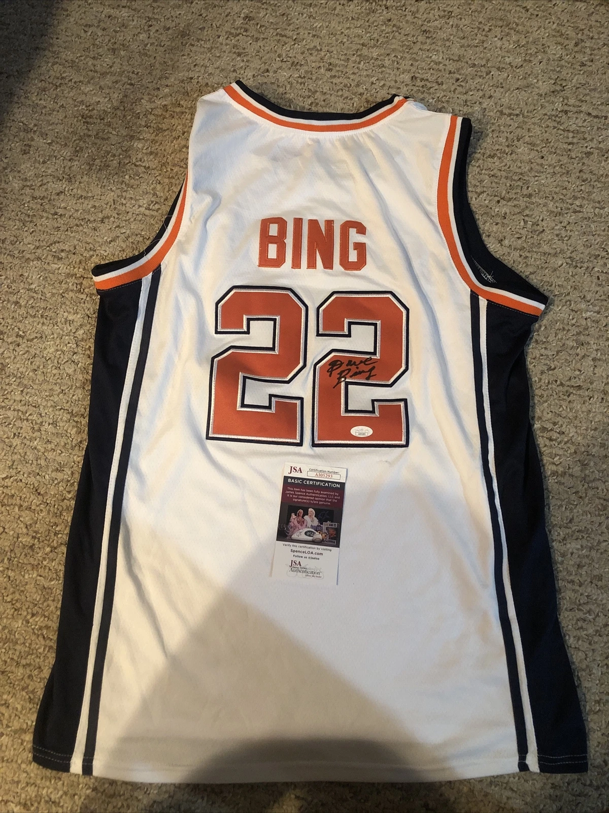 SYRACUSE ORANGE- DAVE BING SIGNED AUTOGRAPH JERSEY JSA COA NBA HOF
