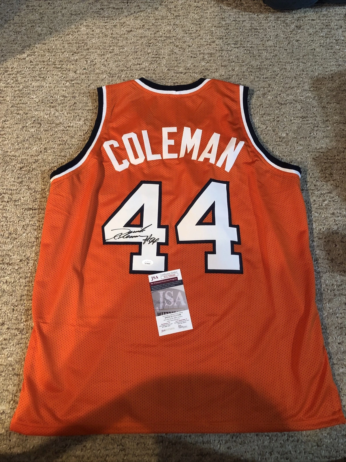 SYRACUSE ORANGE- DERRICK COLEMAN SIGNED AUTOGRAPH JERSEY JSA COA CUSE

