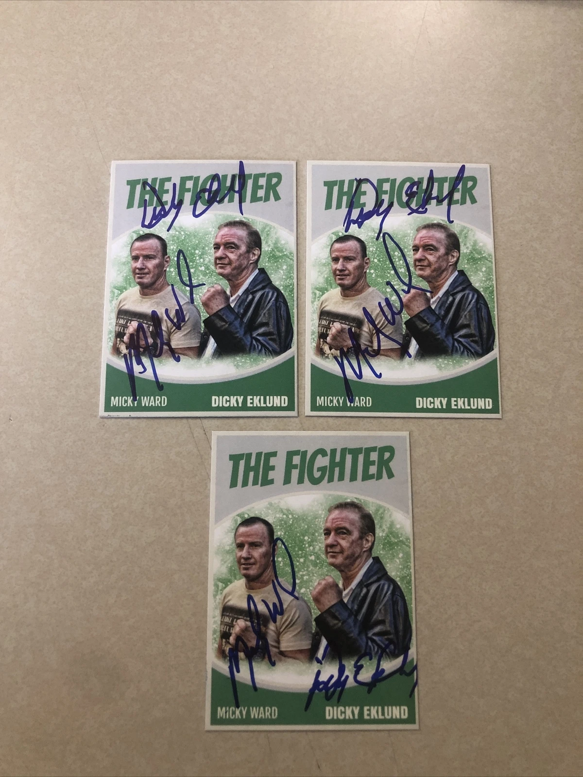 MICKY WARD DICKY EKLUND SIGNED AUTOGRAPH CUSTOM TRADING CARD BOXING THE FIGHTER
