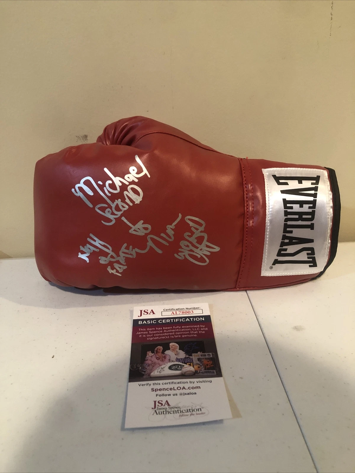 MICHAEL SECOND TO NUNN SIGNED AUTOGRAPH BOXING GLOVE JSA COA EVERLAST CHAMP
