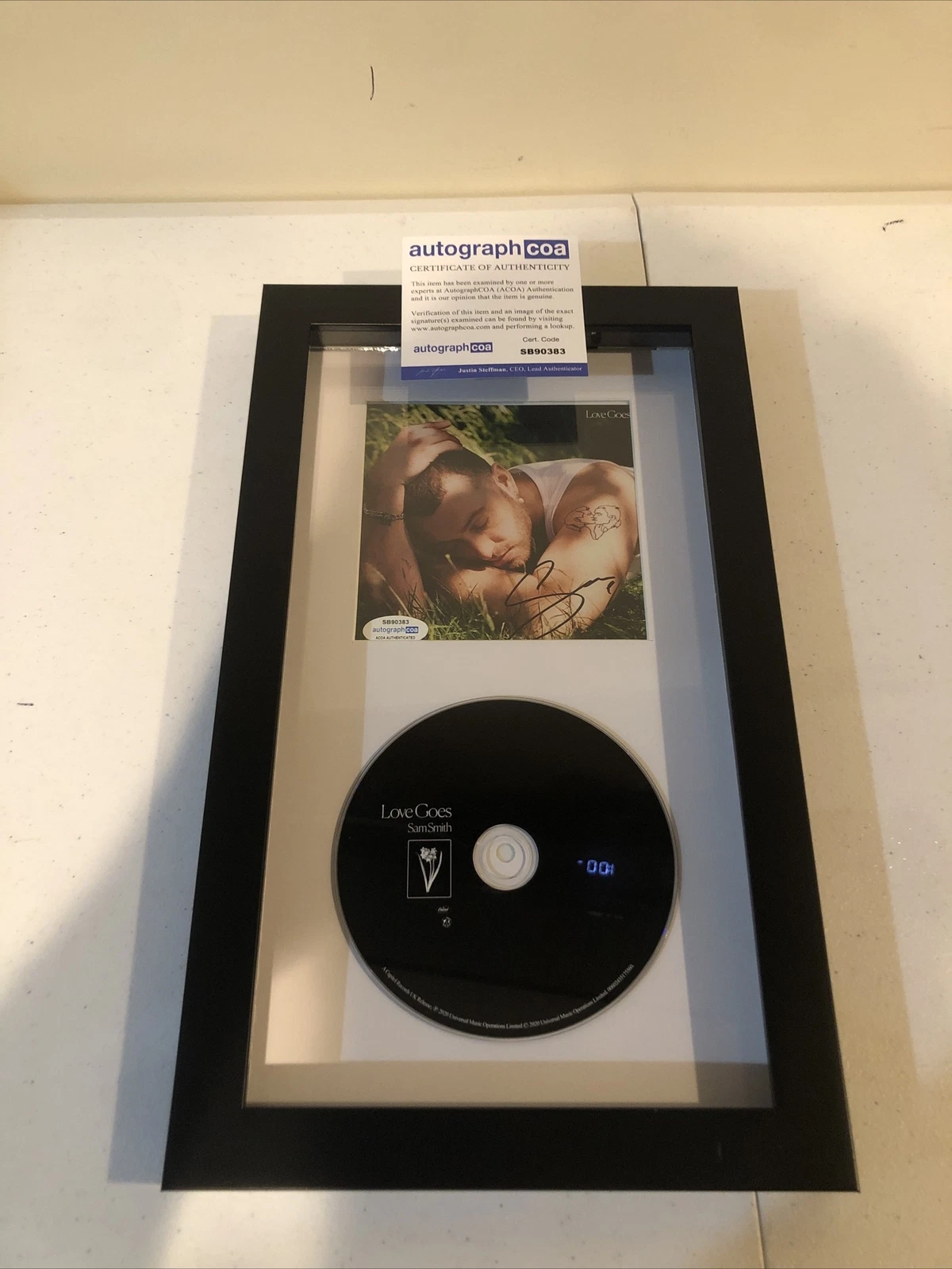 SAM SMITH LOVE GOES SIGNED AUTOGRAPH FRAMED CD DISPLAY ACOA POP STAR
