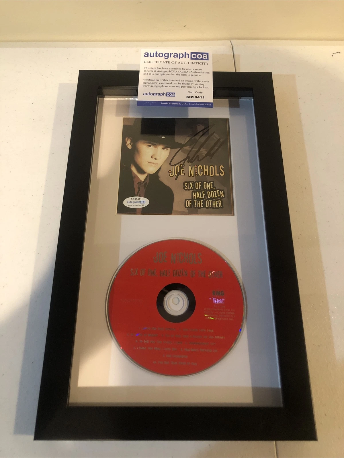 JOE NICHOLS SIGNED AUTOGRAPH FRAMED CD DISPLAY ACOA SIX OF ONE HALF DOZEN
