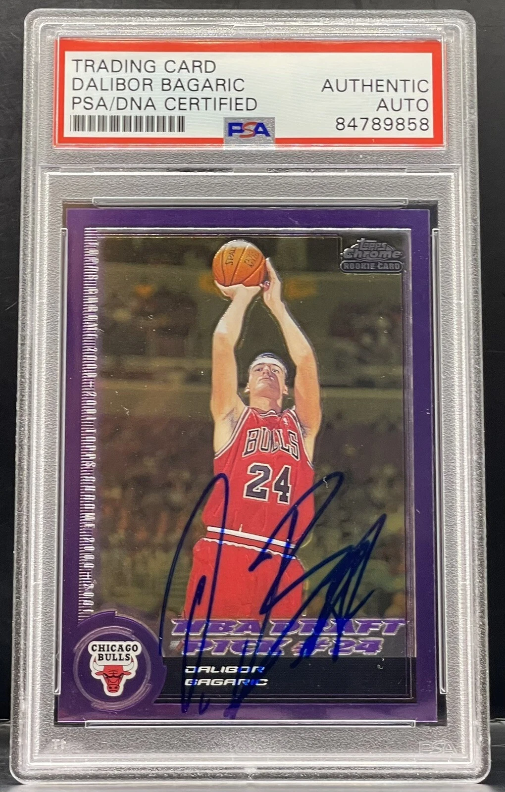 Dalibor Bagaric 2001 Topps Chrome Signed Rookie Card Chicago Bulls PSA/DNA Slab
