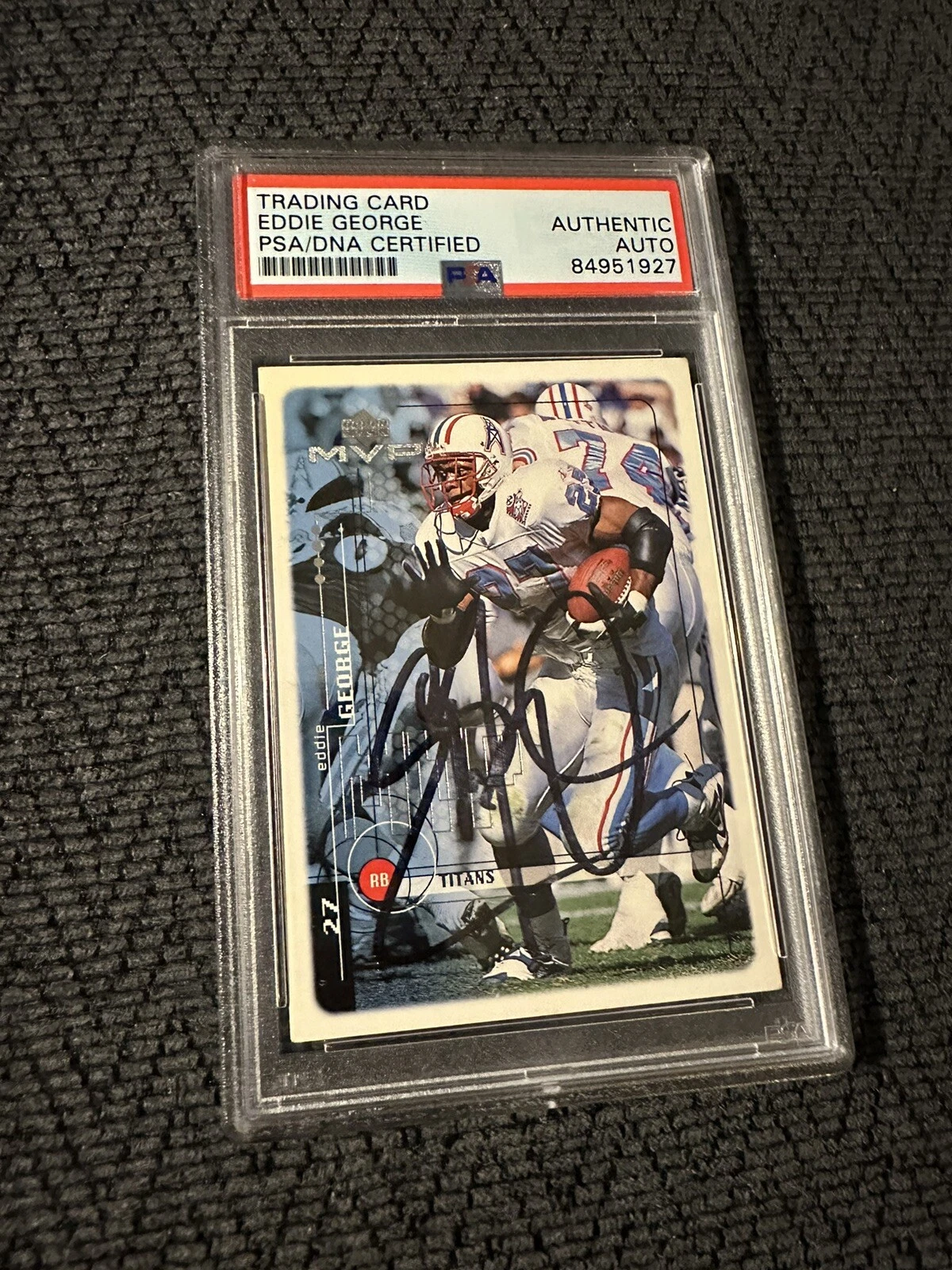 Eddie George Signed 1999 Upper Deck MVP #18 Card PSA /DNA Slab COA
