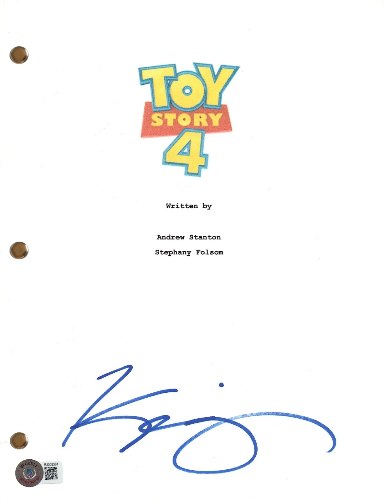 Keegan Michael Key Signed Autograph Toy Story 4 Full Movie Script Beckett COA
