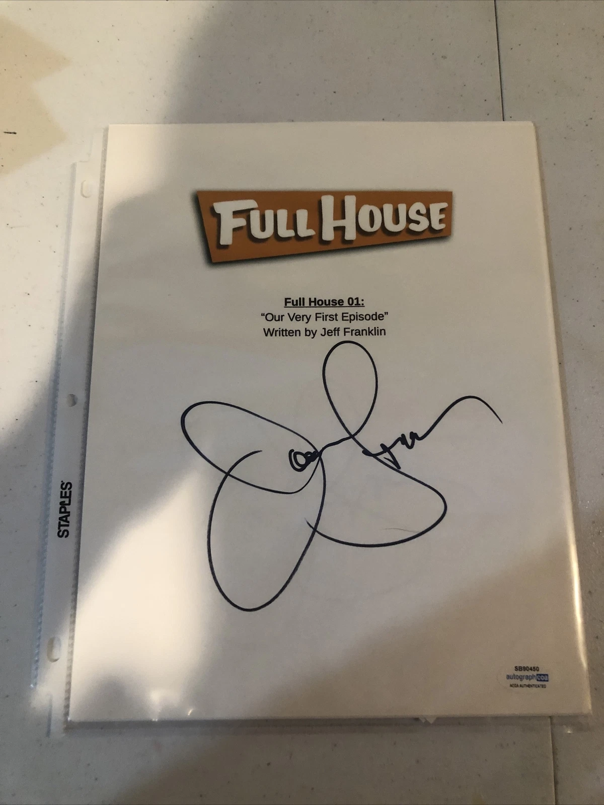 JOHN STAMOS FULL HOUSE SIGNED AUTOGRAPH SCRIPT ACOA FIRST EPISODE
