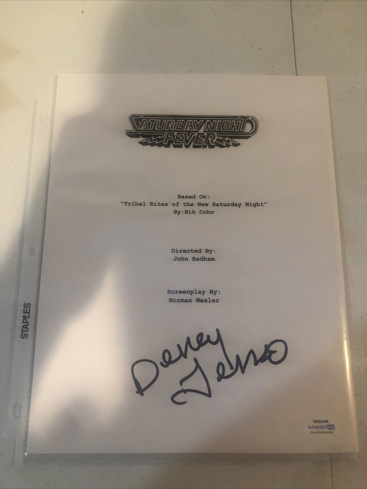 DENEY TERRIO SATURDAY NIGHT FEVER SIGNED AUTOGRAPH MOVIE SCRIPT ACOA DANCE FEVER
