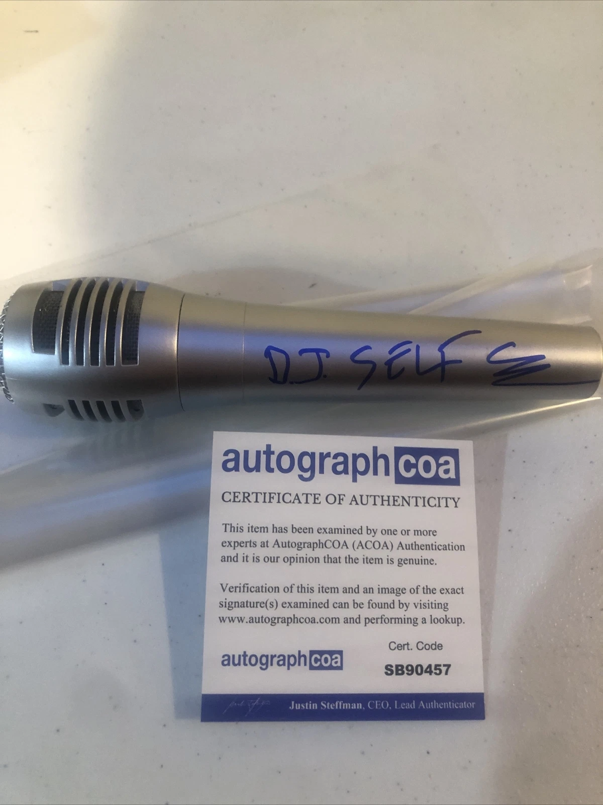 DJ SELF RADIO DJ SIGNED AUTOGRAPH MICROPHONE ACOA NEW YORK LOVE & HIP HOP
