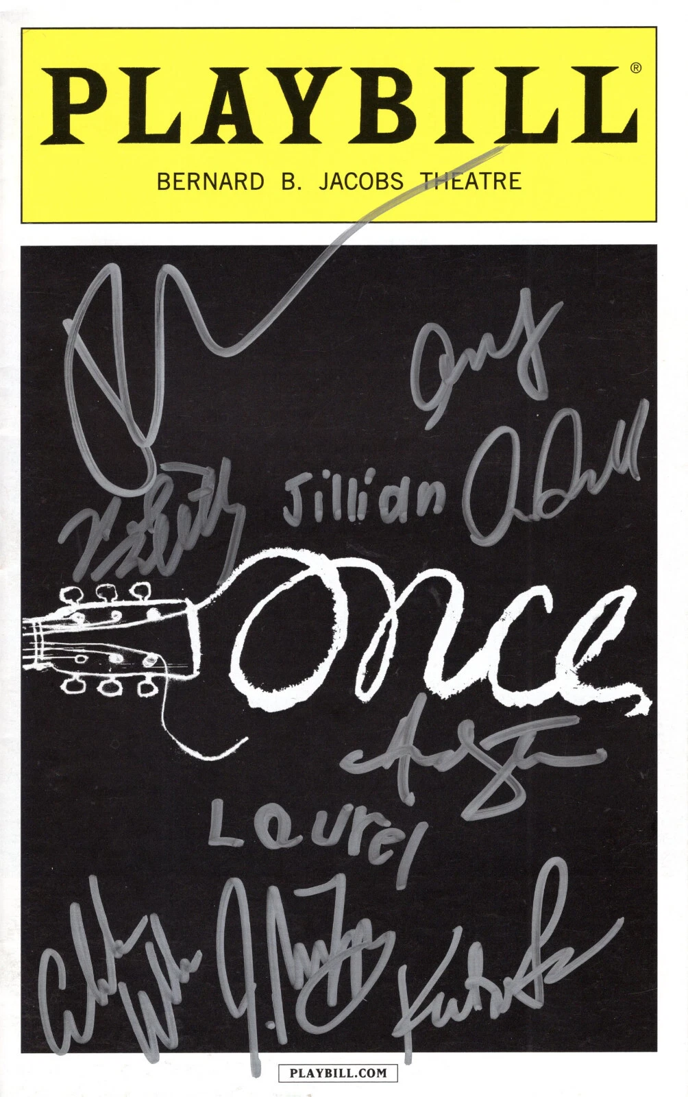 ONCE HAND SIGNED NY CITY PLAYBILL+COA SIGNED BY CAST+KRISTINA LENK
