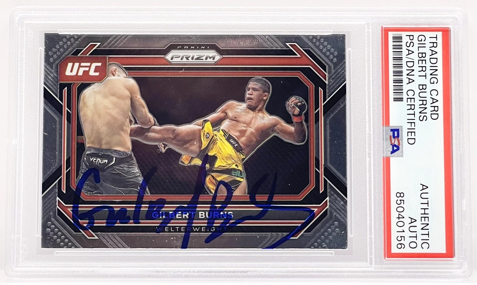 Gilbert Burns Signed Auto 2023 Prizm UFC Base Card PSA/DNA Slabbed
