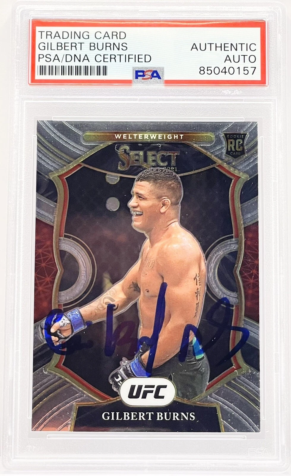 Gilbert Burns Signed Auto 2021 Select UFC Rookie Card PSA/DNA Slabbed
