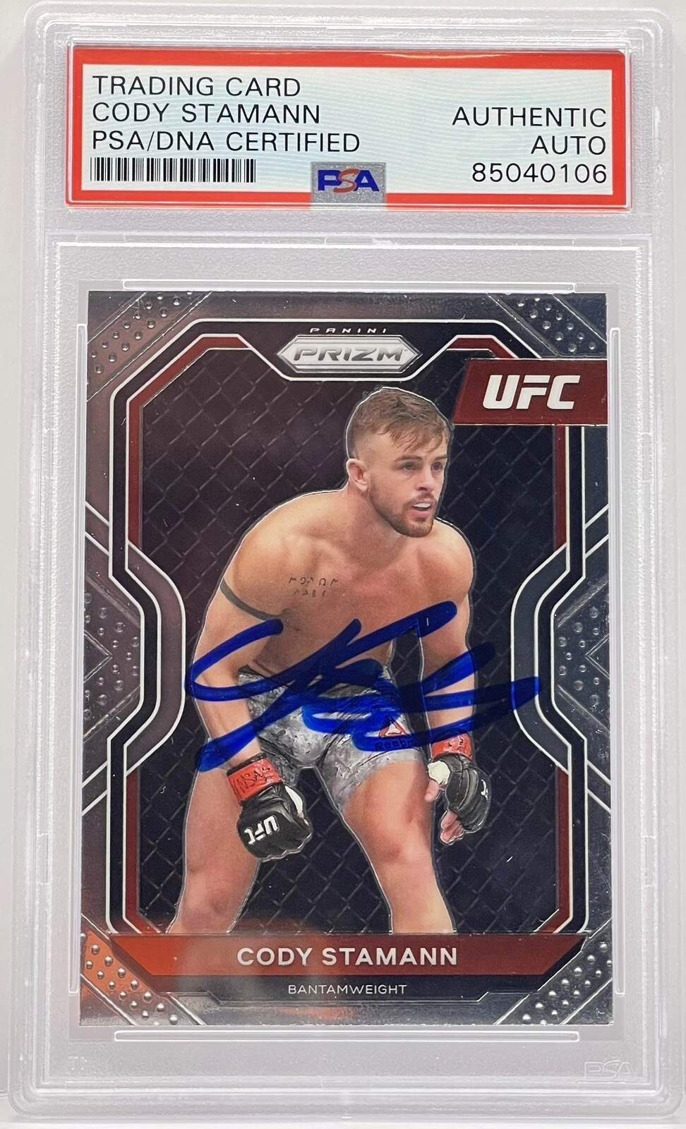 Cody Stamann Signed 2021 Prizm UFC Rookie Card On Card Auto PSA/DNA Slabbed
