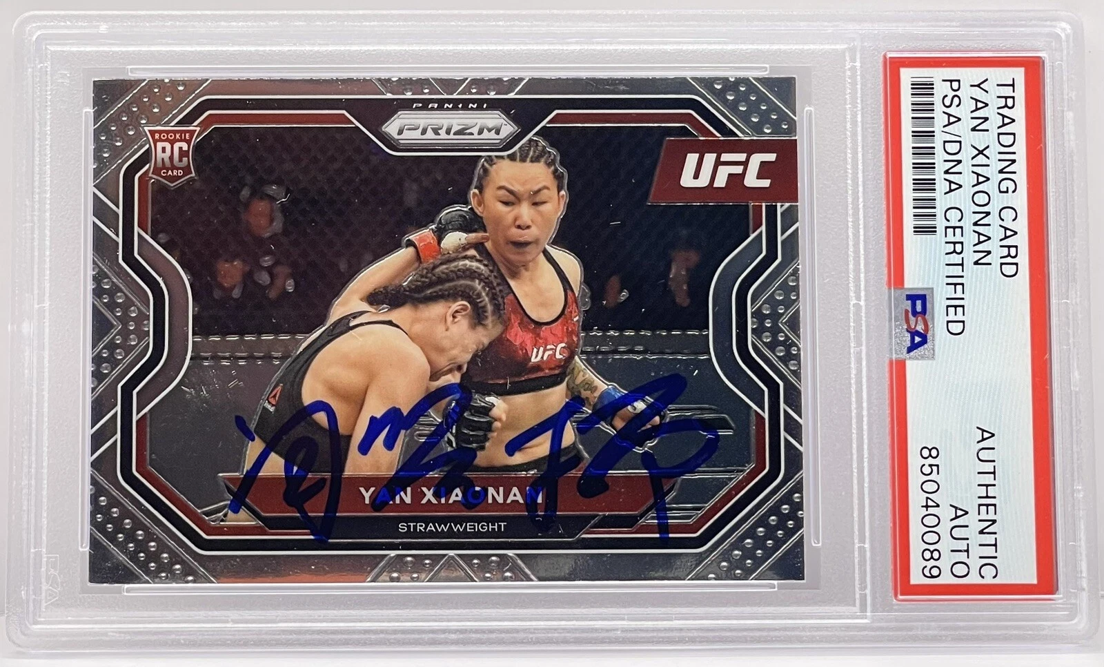 Yan Xiaonan Signed Auto 2021 Prizm UFC Rookie Card On Card PSA/DNA Slabbed

