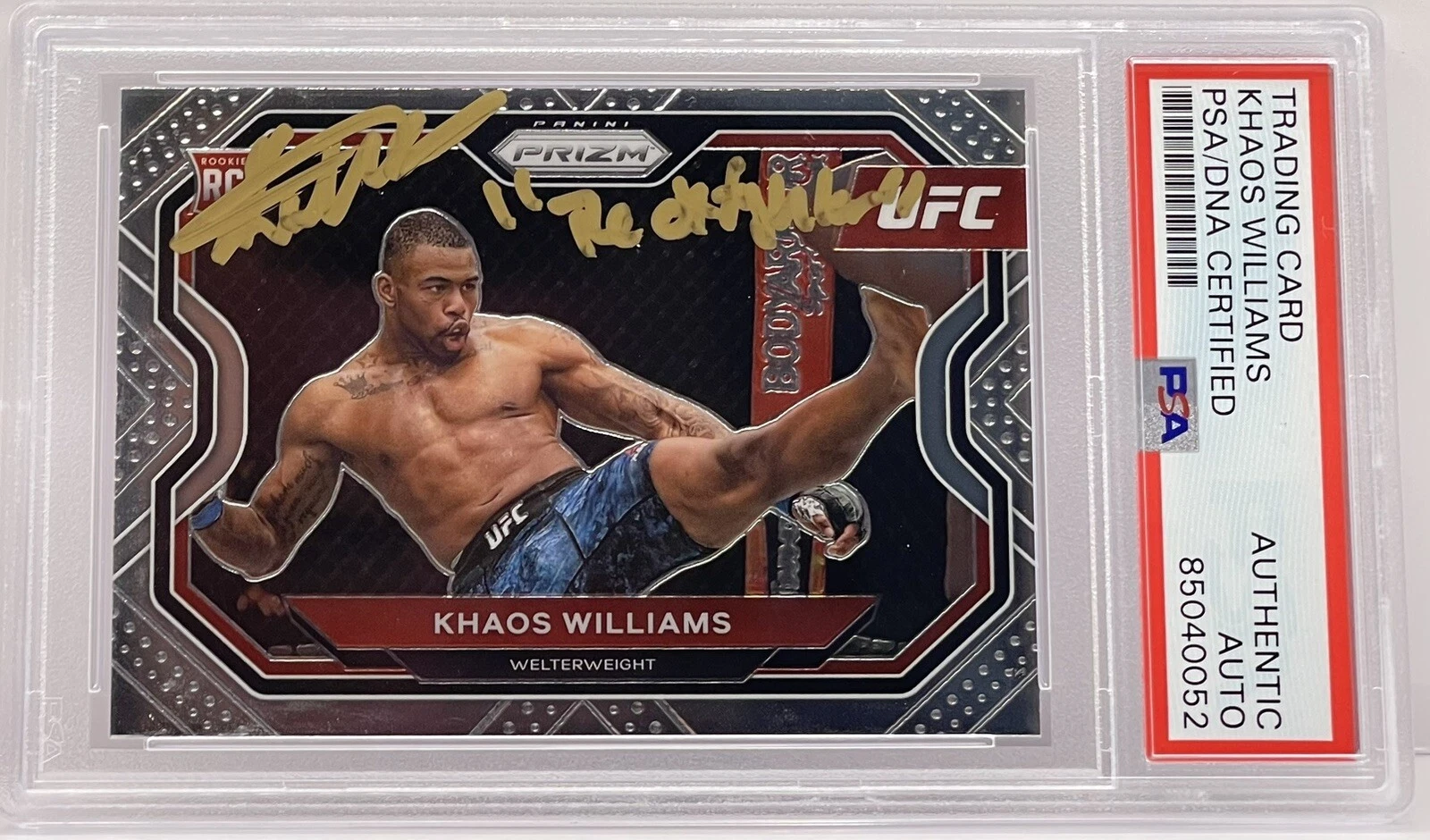 Khaos Williams Signed Auto 2021 Prizm UFC Rookie Card On Card PSA/DNA Slabbed
