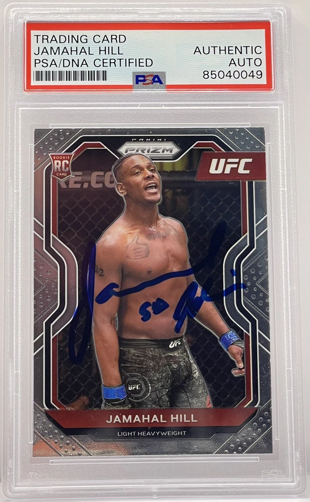 Jamahal Hill Signed Auto 2021 Prizm UFC Rookie Card On Card PSA/DNA Slabbed
