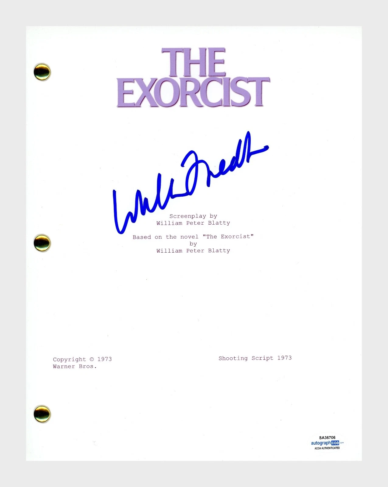 WILLIAM FRIEDKIN SIGNED AUTOGRAPHED THE EXORCIST MOVIE SCRIPT ACOA COA COLLECTIBLE MEMORABILIA