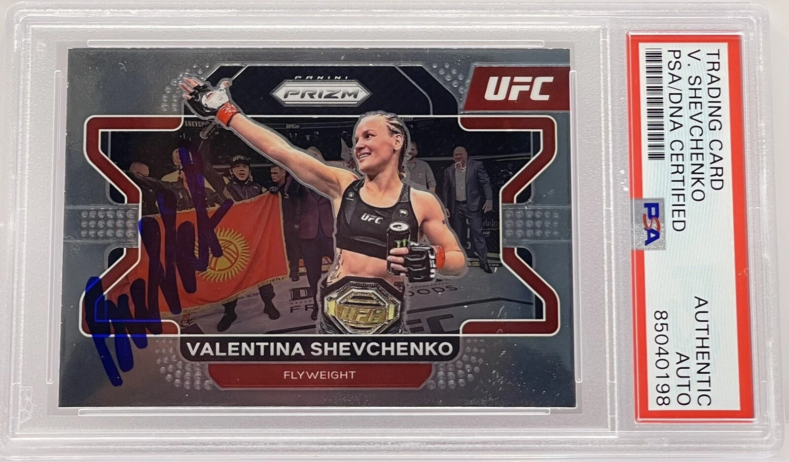 Valentina Shevchenko Signed 2022 Prizm UFC Card On Card PSA/DNA Slabbed

