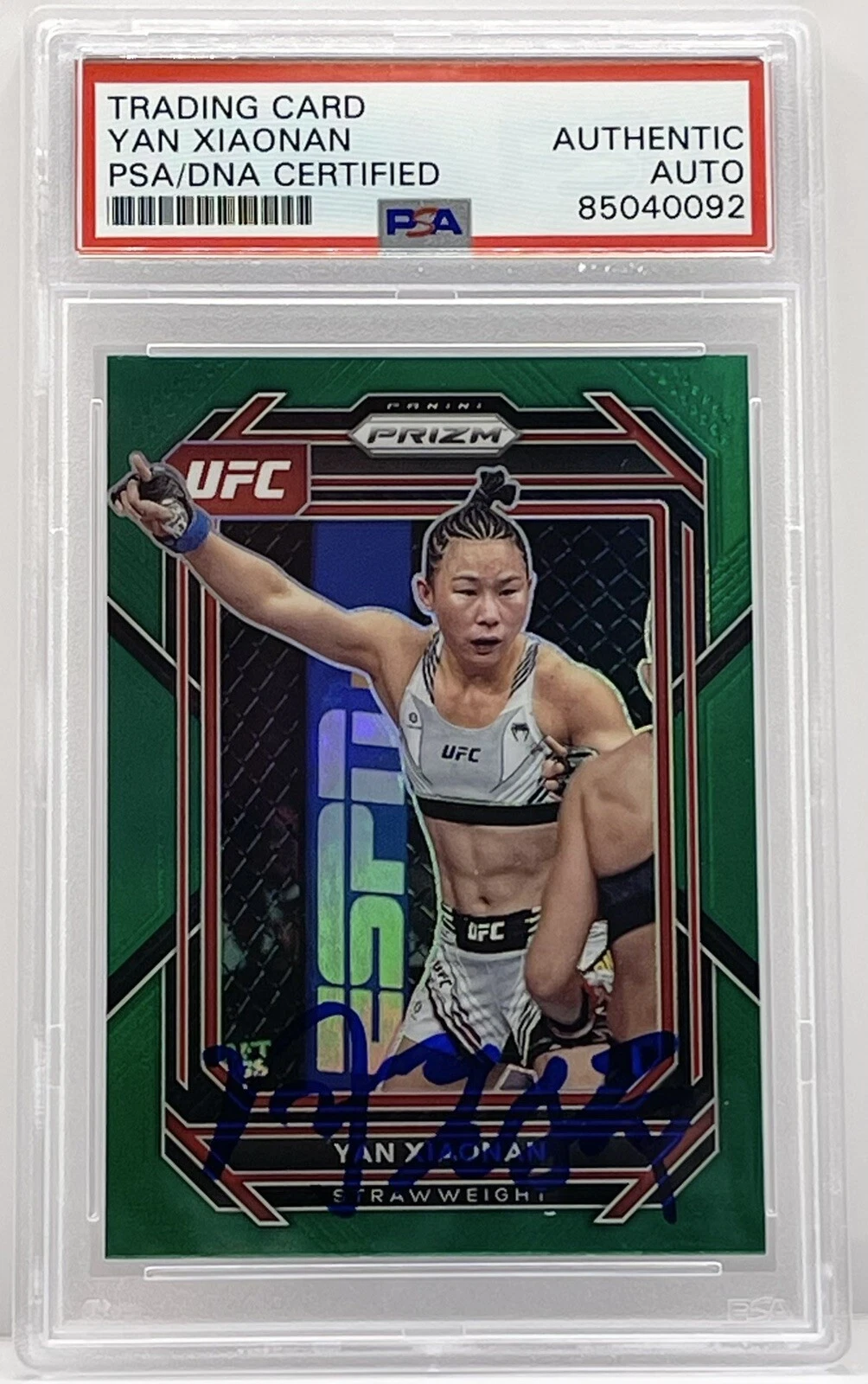 Yan Xiaonan Signed Auto 2023 Prizm Green UFC Base Card PSA/DNA Slabbed
