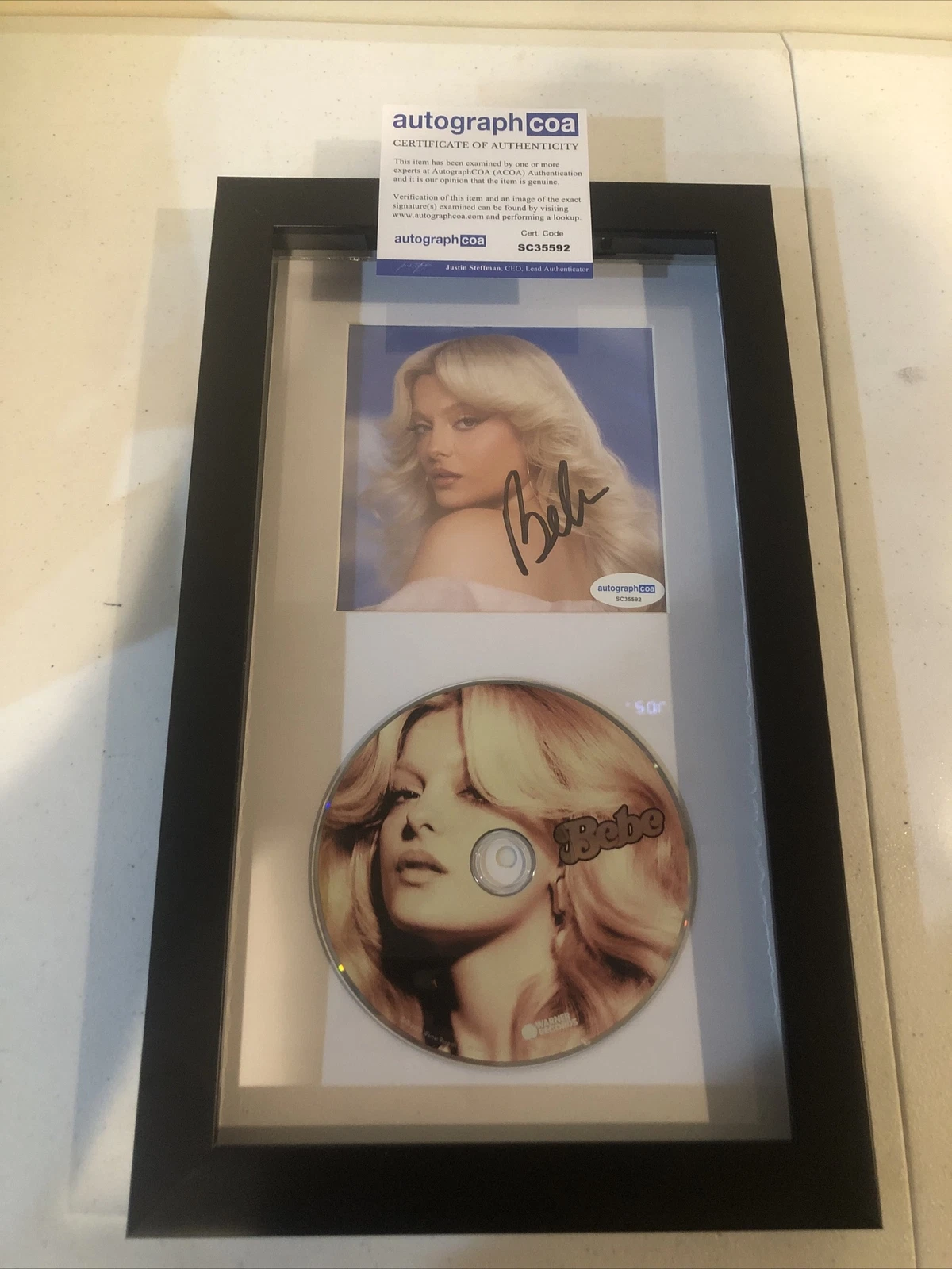 BEBE REXHA SIGNED AUTOGRAPH FRAMED CD DISPLAY ACOA BEBE IM GOOD
