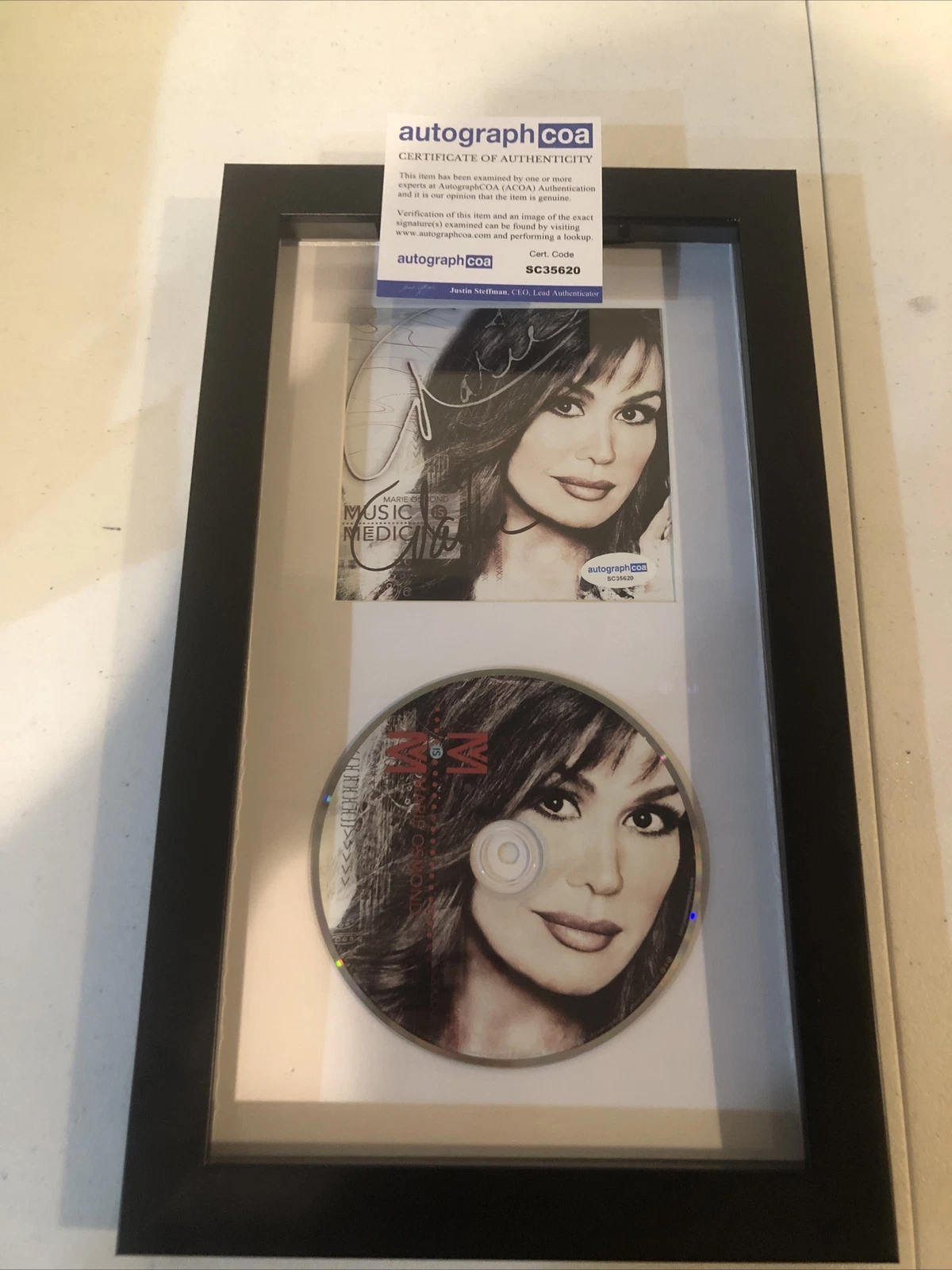 MARIE OSMOND SIGNED AUTOGRAPH FRAMED CD DISPLAY ACOA MUSIC IS MEDICINE

