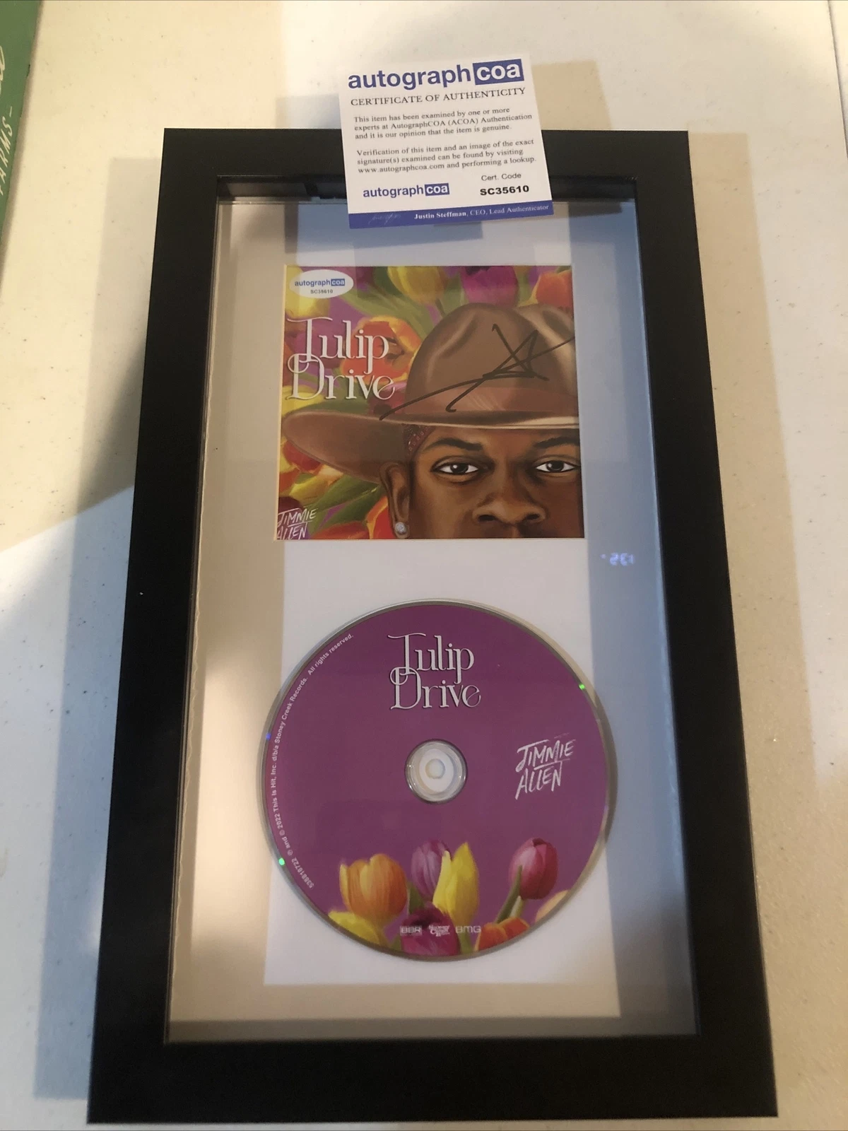 JIMMIE ALLEN SIGNED AUTOGRAPH FRAMED CD DISPLAY ACOA TULIP DRIVE COUNTRY
