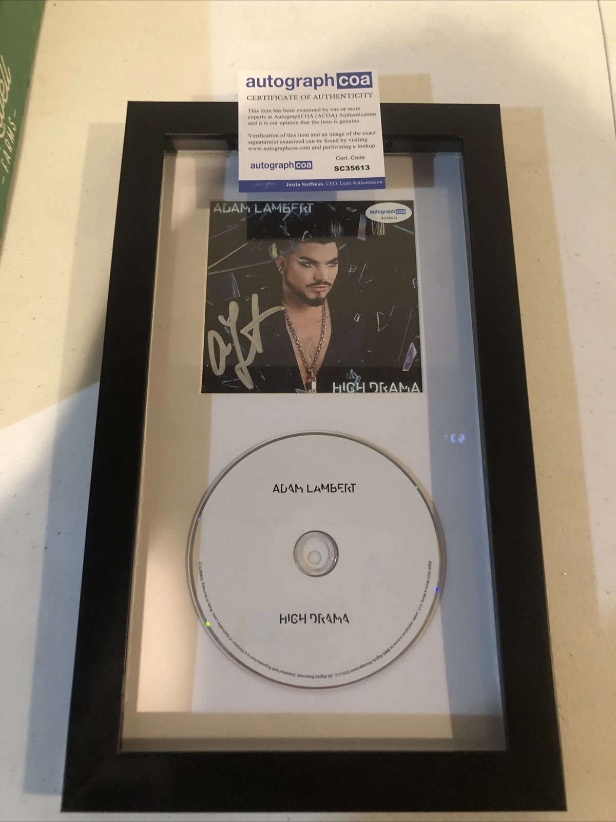 ADAM LAMBERT SIGNED AUTOGRAPH FRAMED CD DISPLAY ACOA HIGH DRAMA QUEEN COLLECTIBLE MEMORABILIA