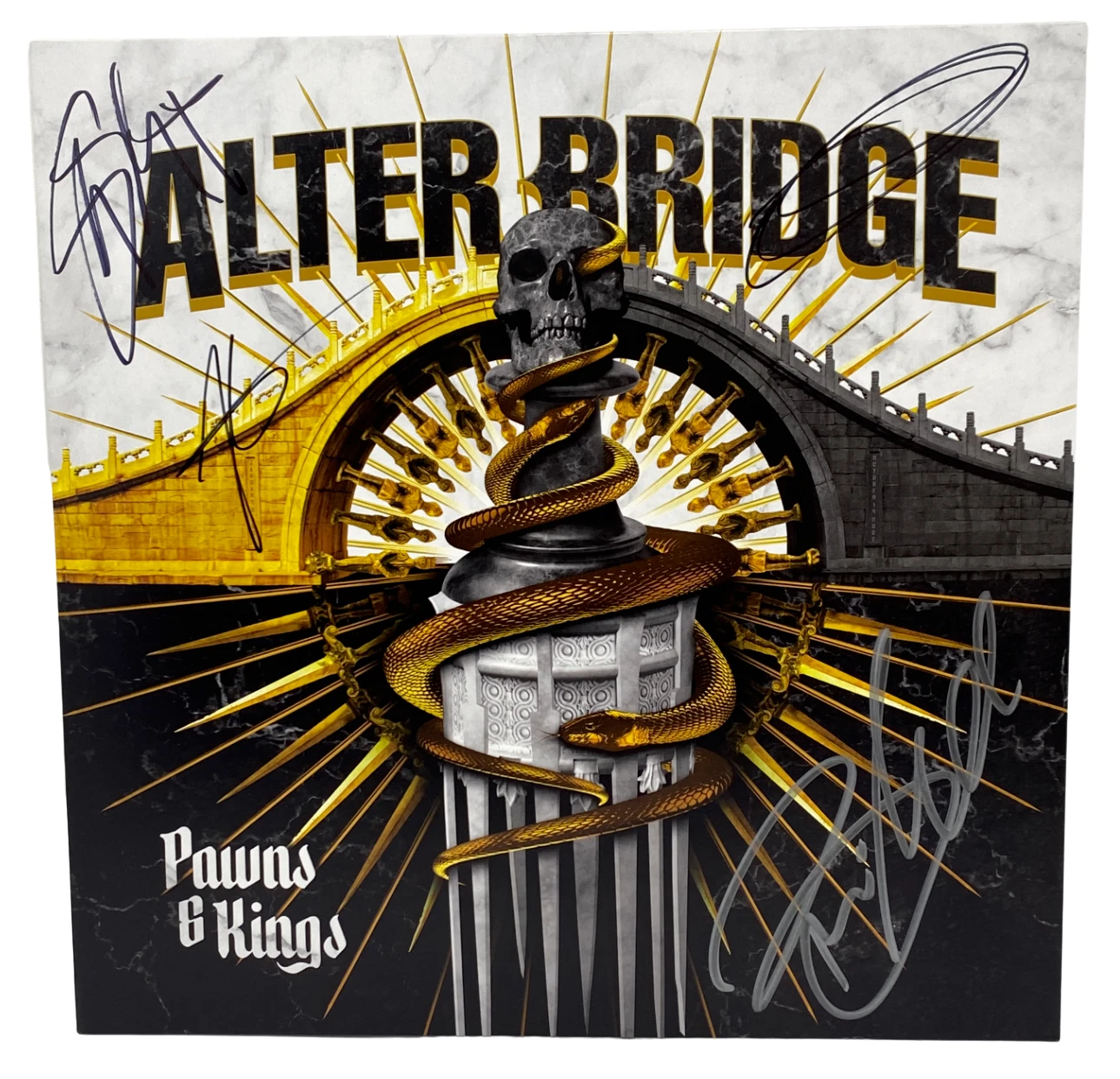 Alter Bridge Signed Autograph Pawns & Kings Vinyl Record Yellow LP Tremonti ACOA
