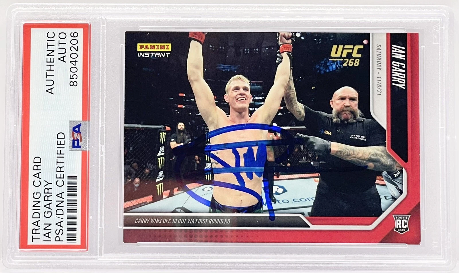 Ian Garry Signed 2021 Panini Instant Rookie Card On Card UFC PSA/DNA Slabbed
