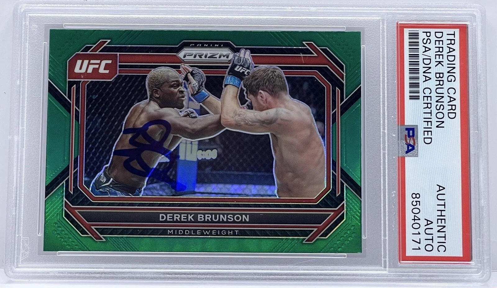 Derek Brunson Signed Autographed 2023 Prizm Green Parallel UFC PSA/DNA COA
