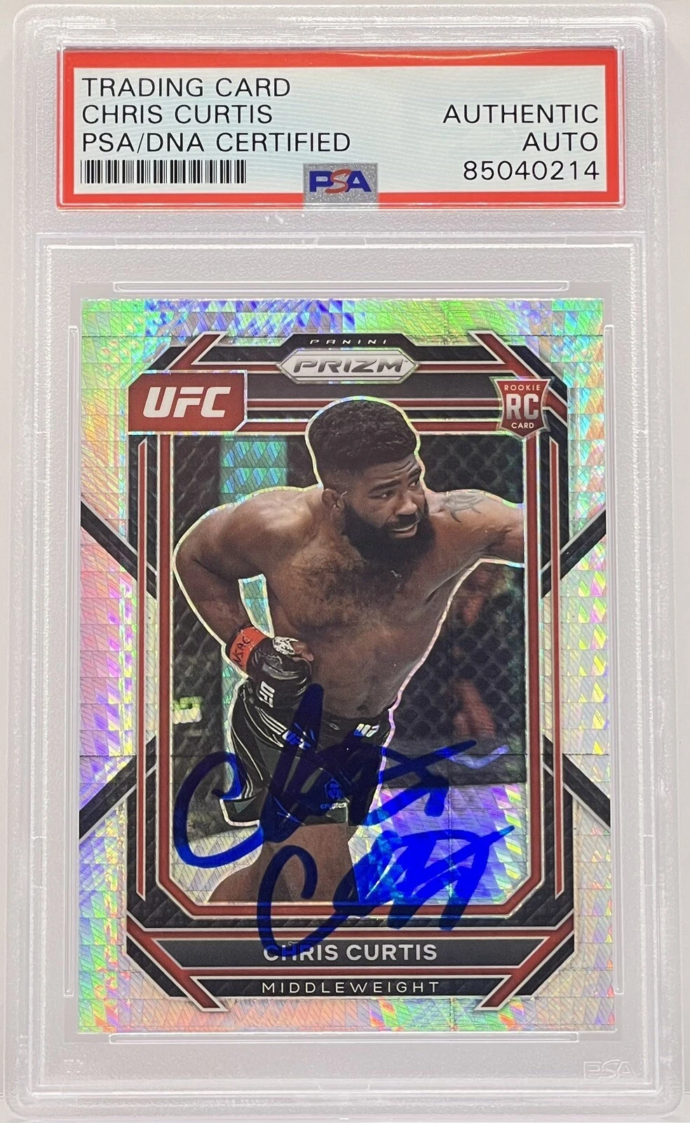 Chris Curtis Signed Auto 2023 Prizm Silver UFC Rookie Card PSA/DNA Slabbed

