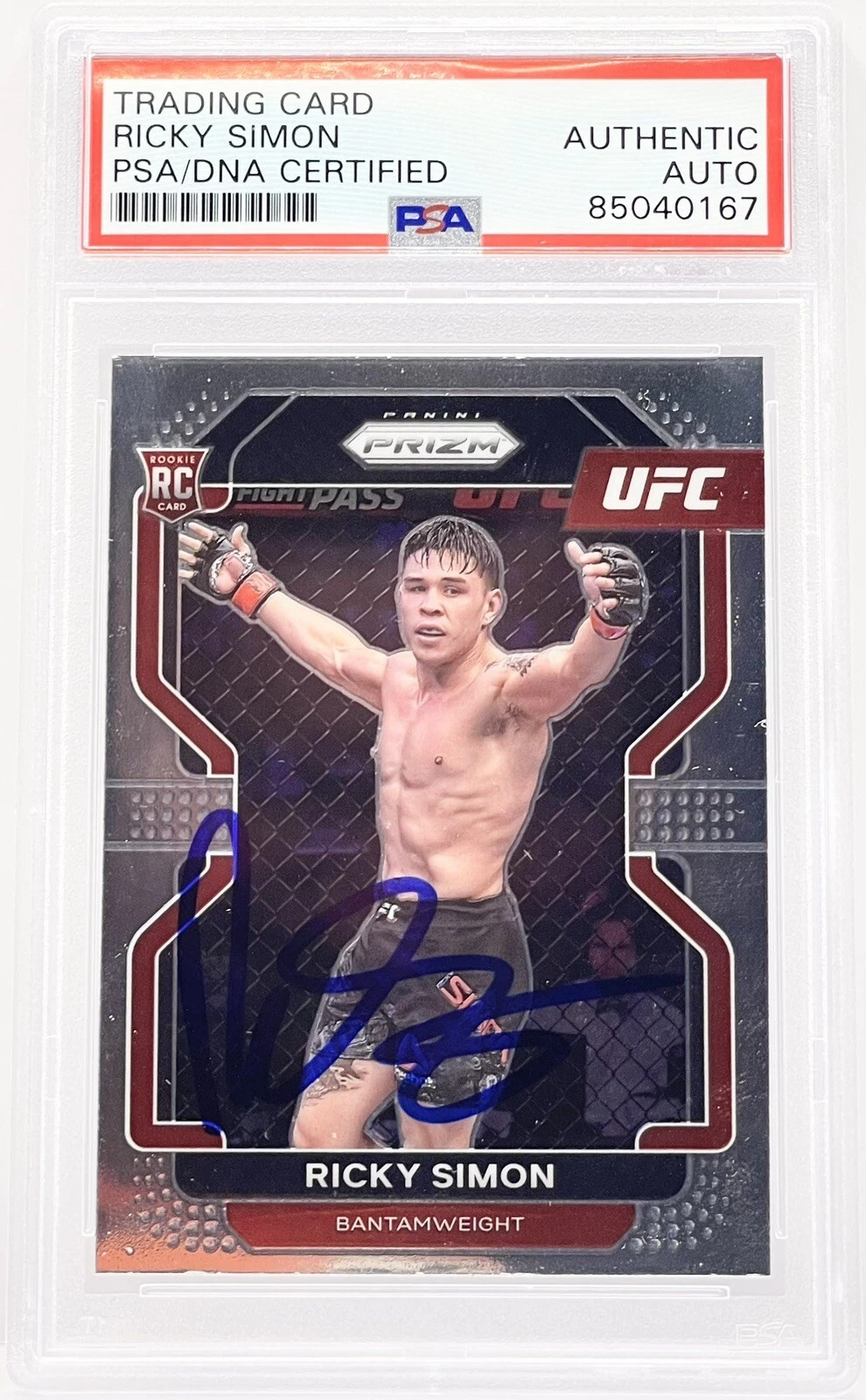 Ricky Simon Signed 2022 Prizm UFC Rookie Card On Card Auto PSA/DNA Slabbed
