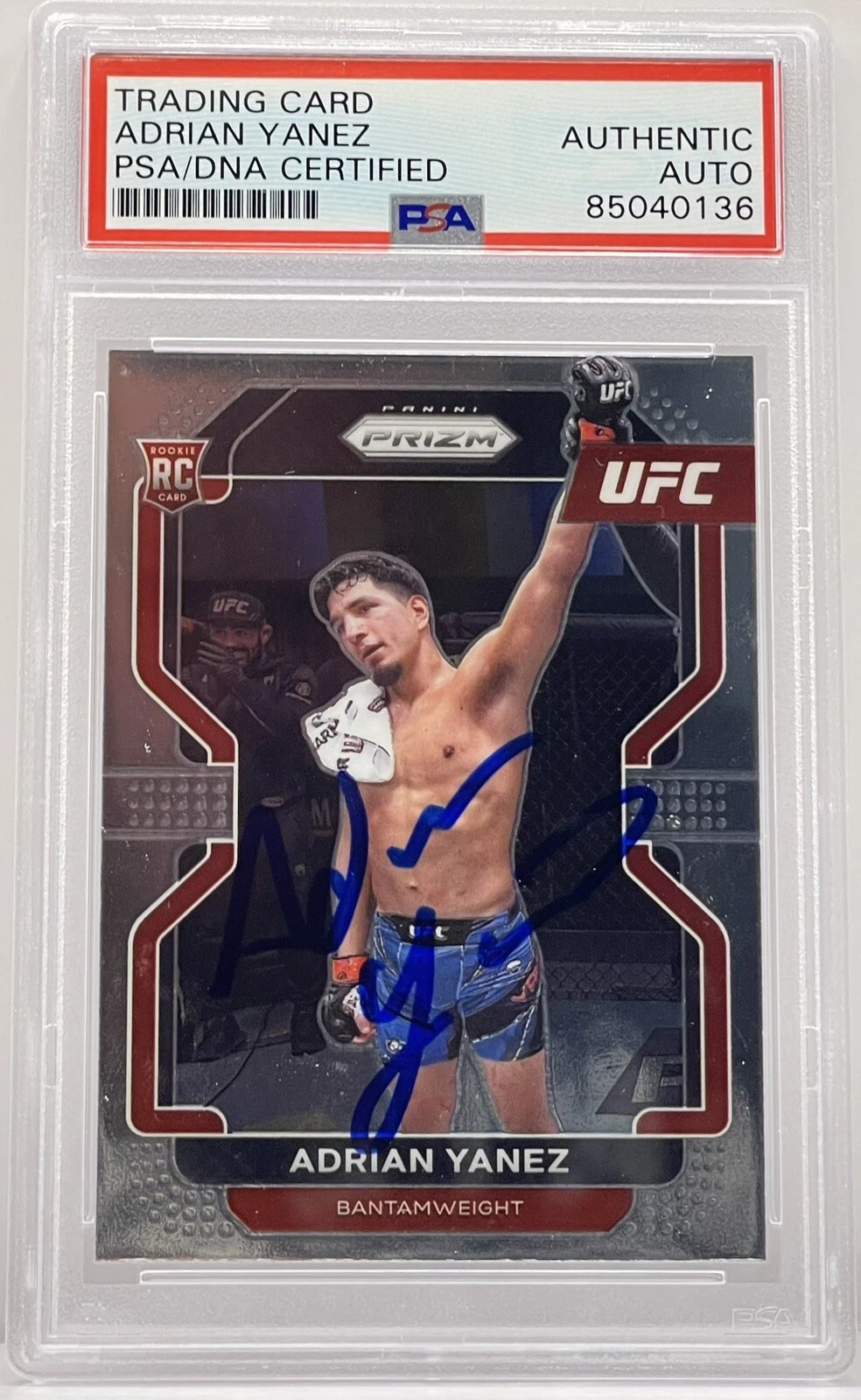 Adrian Yanez Signed Auto 2022 Prizm UFC Rookie Card On Card PSA/DNA Slabbed

